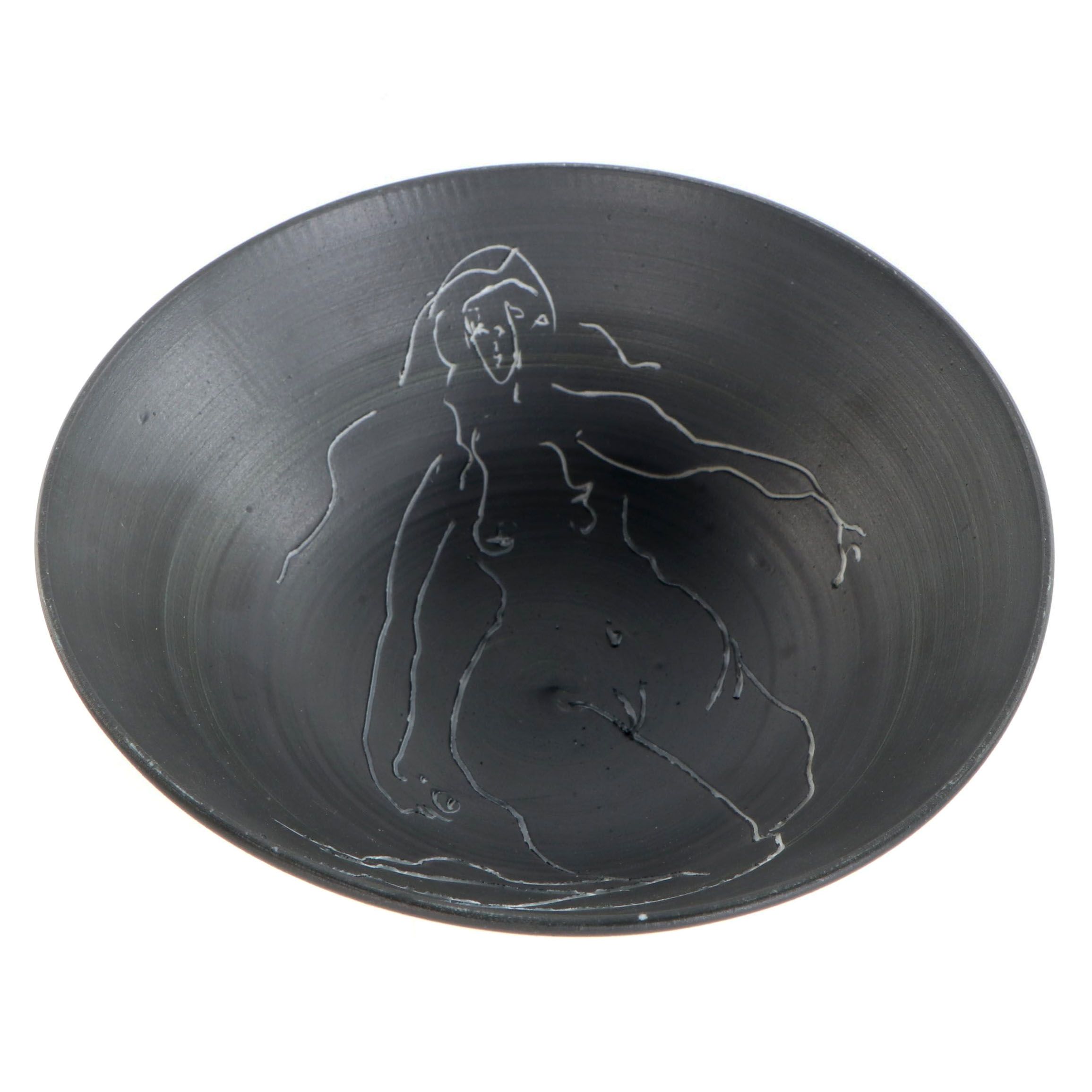 Edward Eberle Porcelain Sgraffito Bowl "Figure Redux #1," 2001