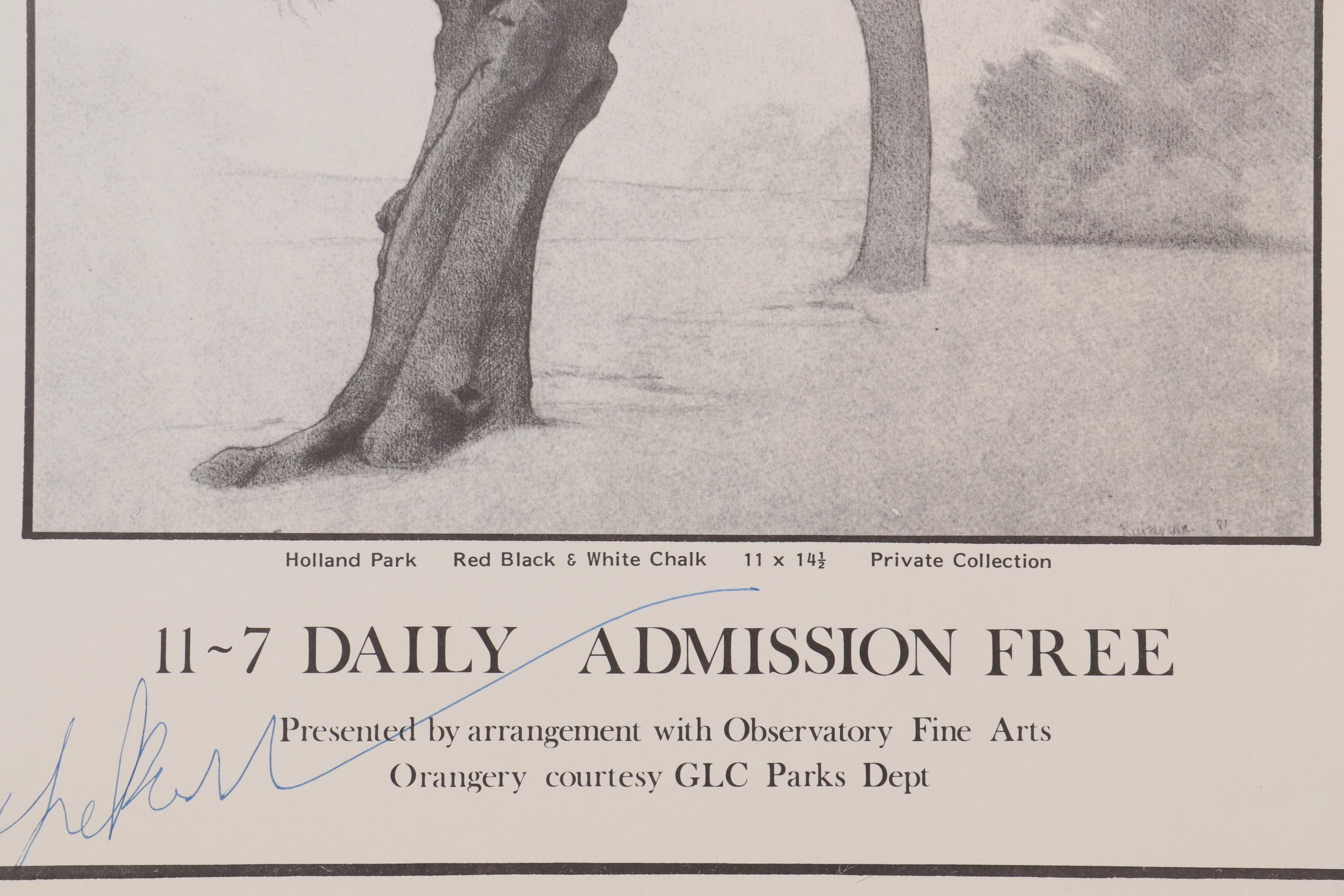 Timothy Rukavina Graphite Drawing and Exhibition Poster, Late 20th Century