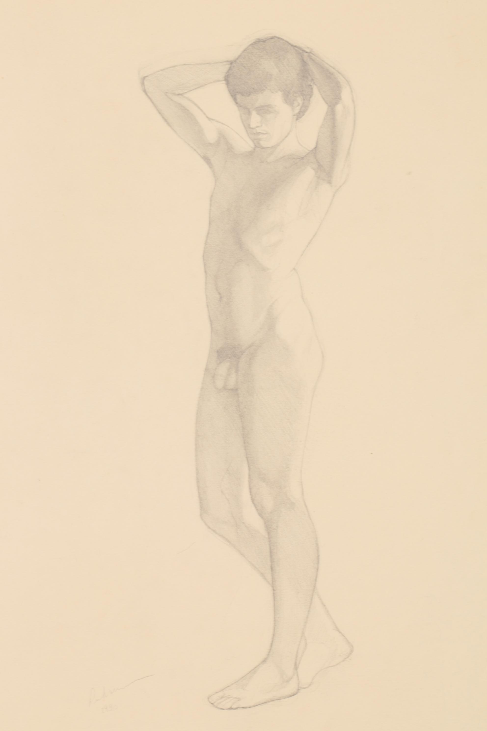 Timothy Rukavina Graphite Drawing and Exhibition Poster, Late 20th Century