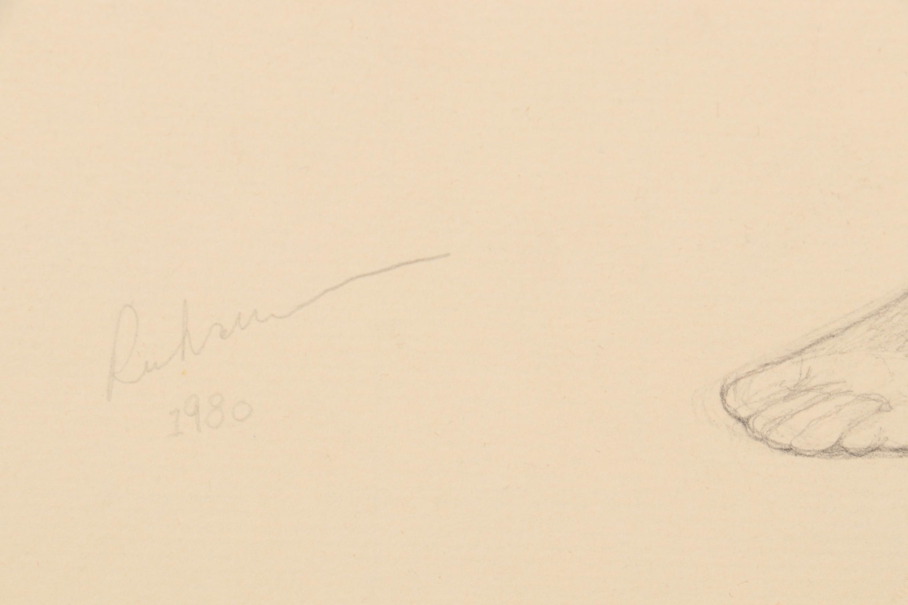 Timothy Rukavina Graphite Drawing and Exhibition Poster, Late 20th Century