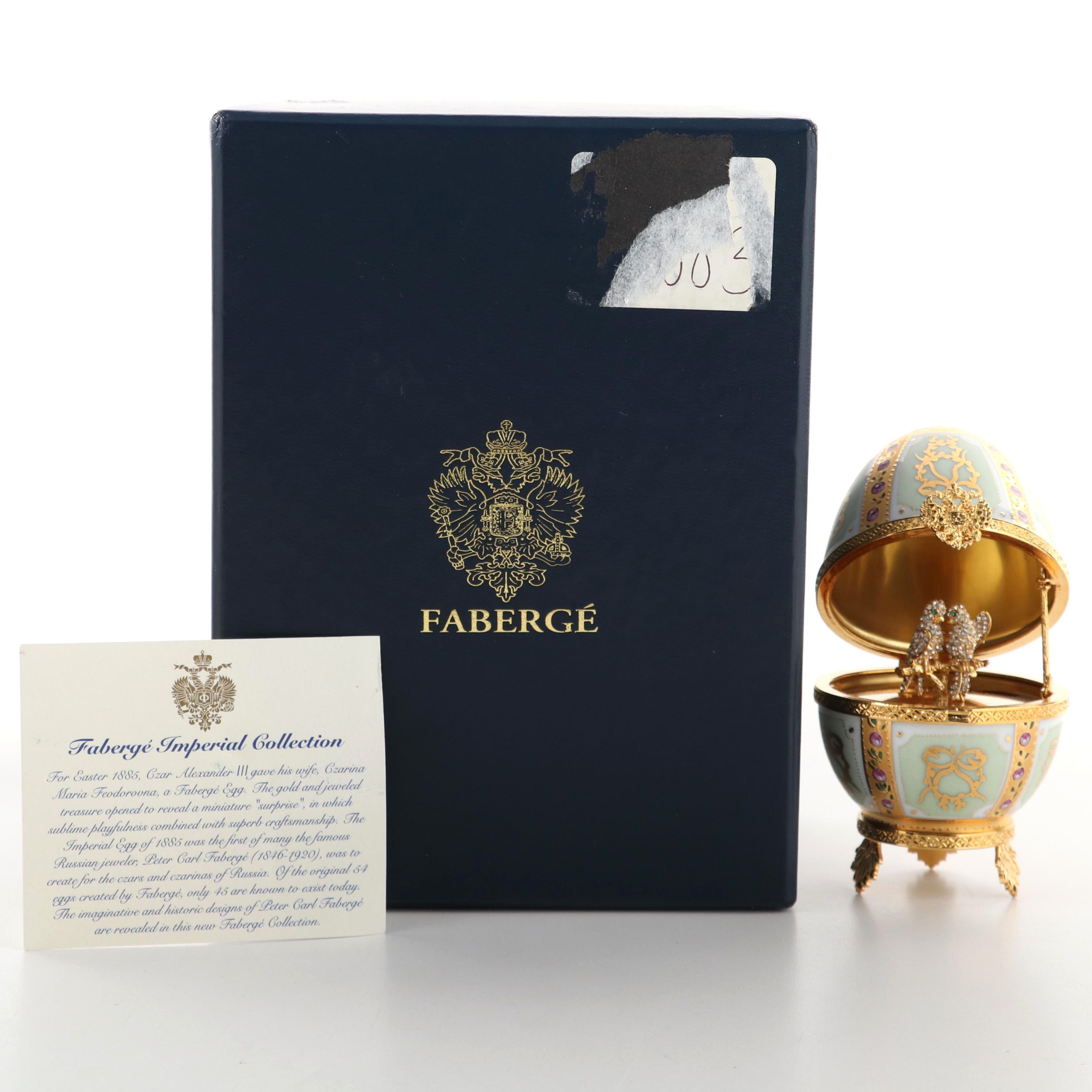 Fabergé Imperial Limoges "Love Doves" Porcelain Egg in Box, Late 20th Century