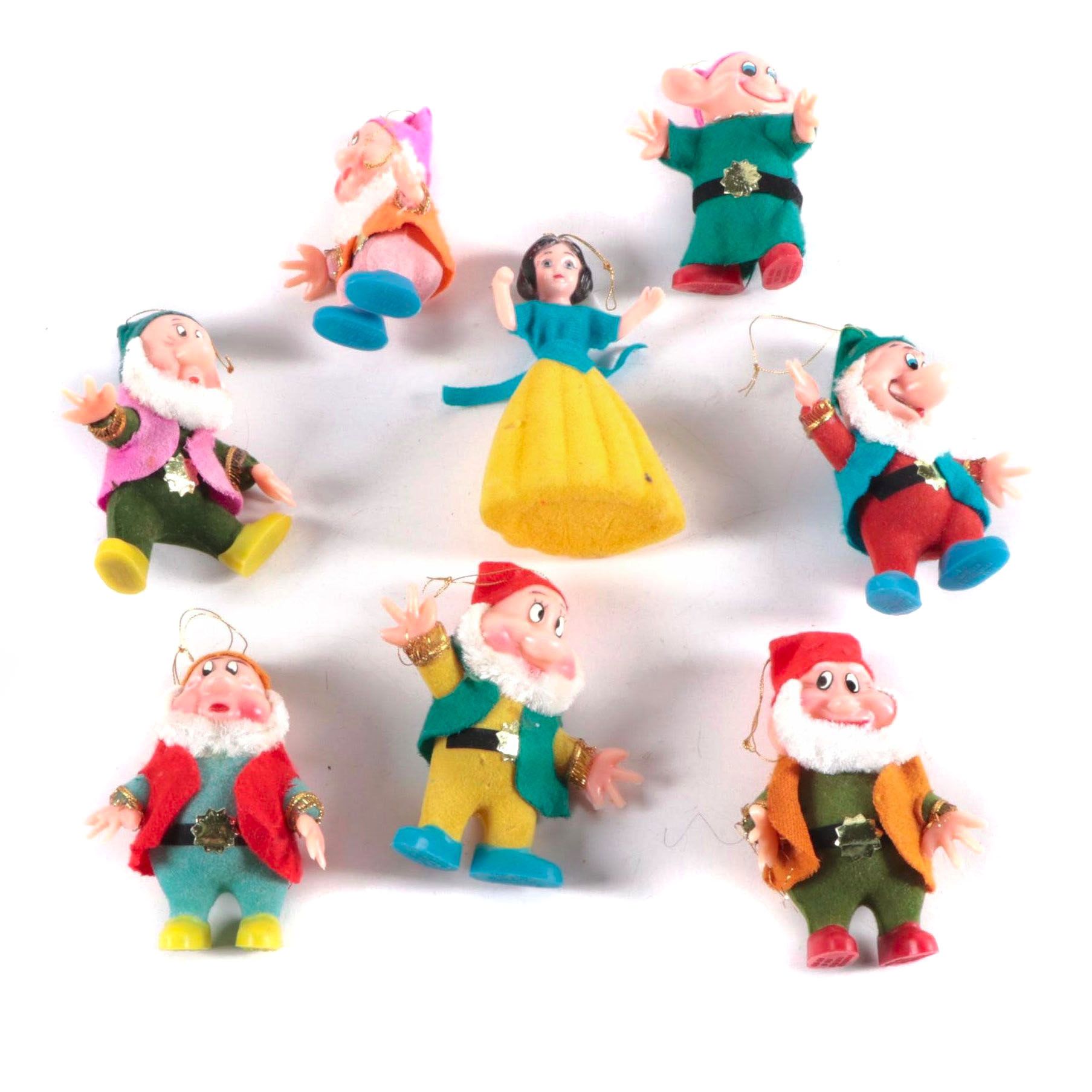 Walt Disney "Snow White and the Seven Dwarfs" Felted Ornaments, 1960s