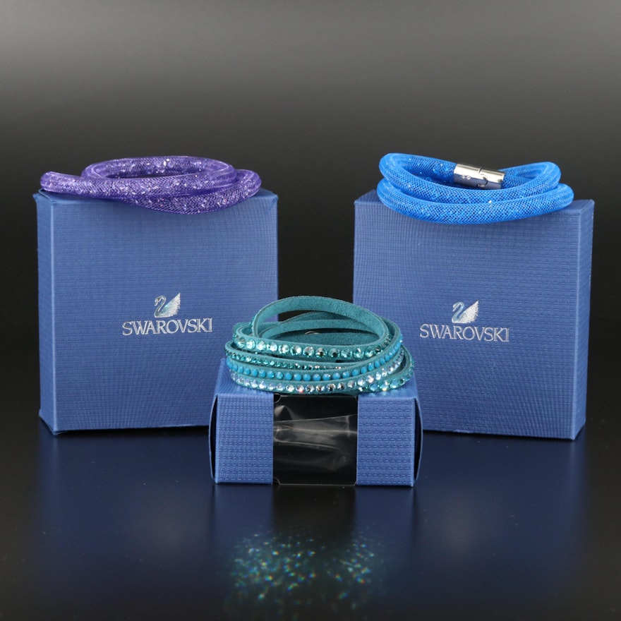 Swarovski Crystal "Stardust" Double and Suede Multi-Row Bracelets
