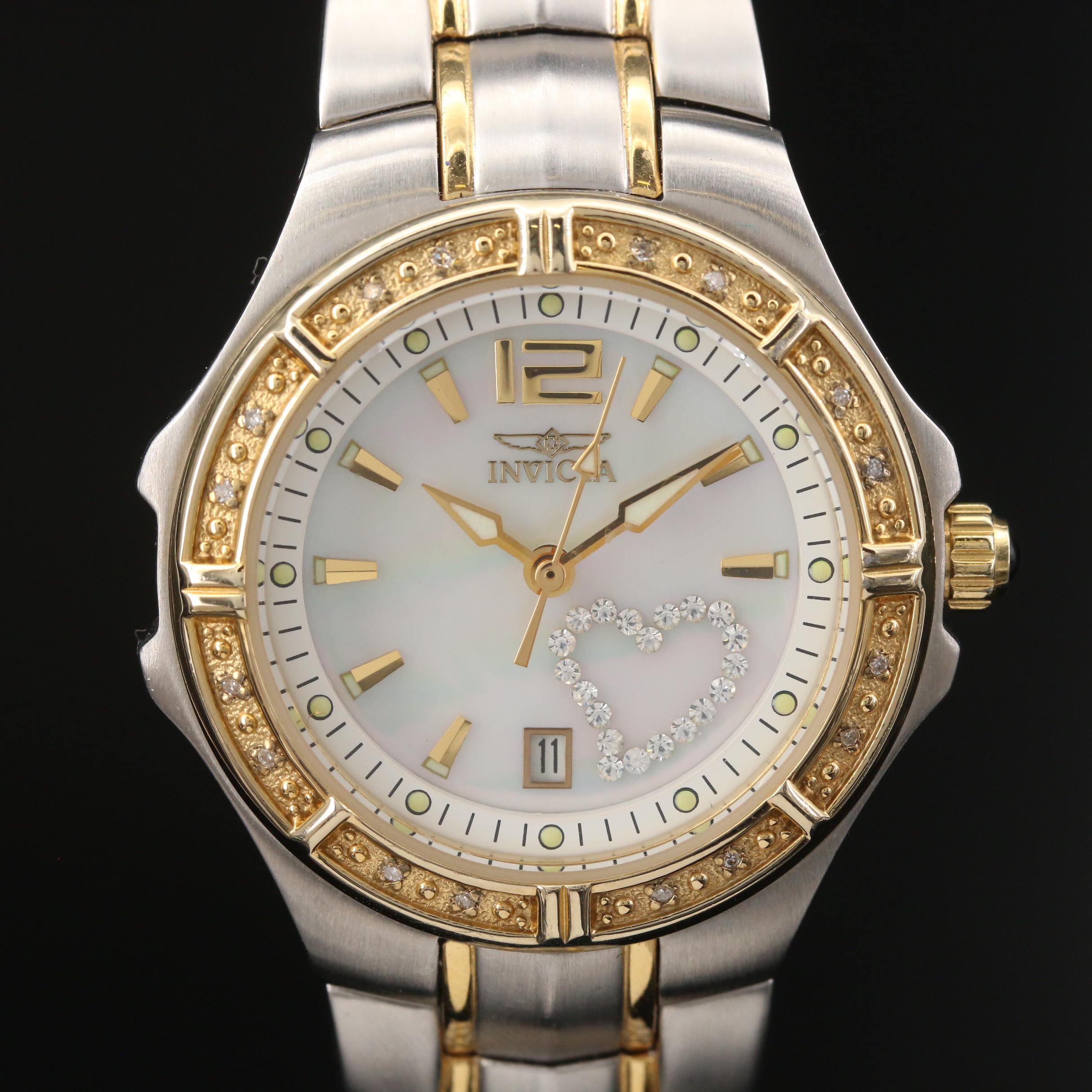 Invicta Wild Flower Diamond and Mother of Pearl Two Tone Quartz Watch