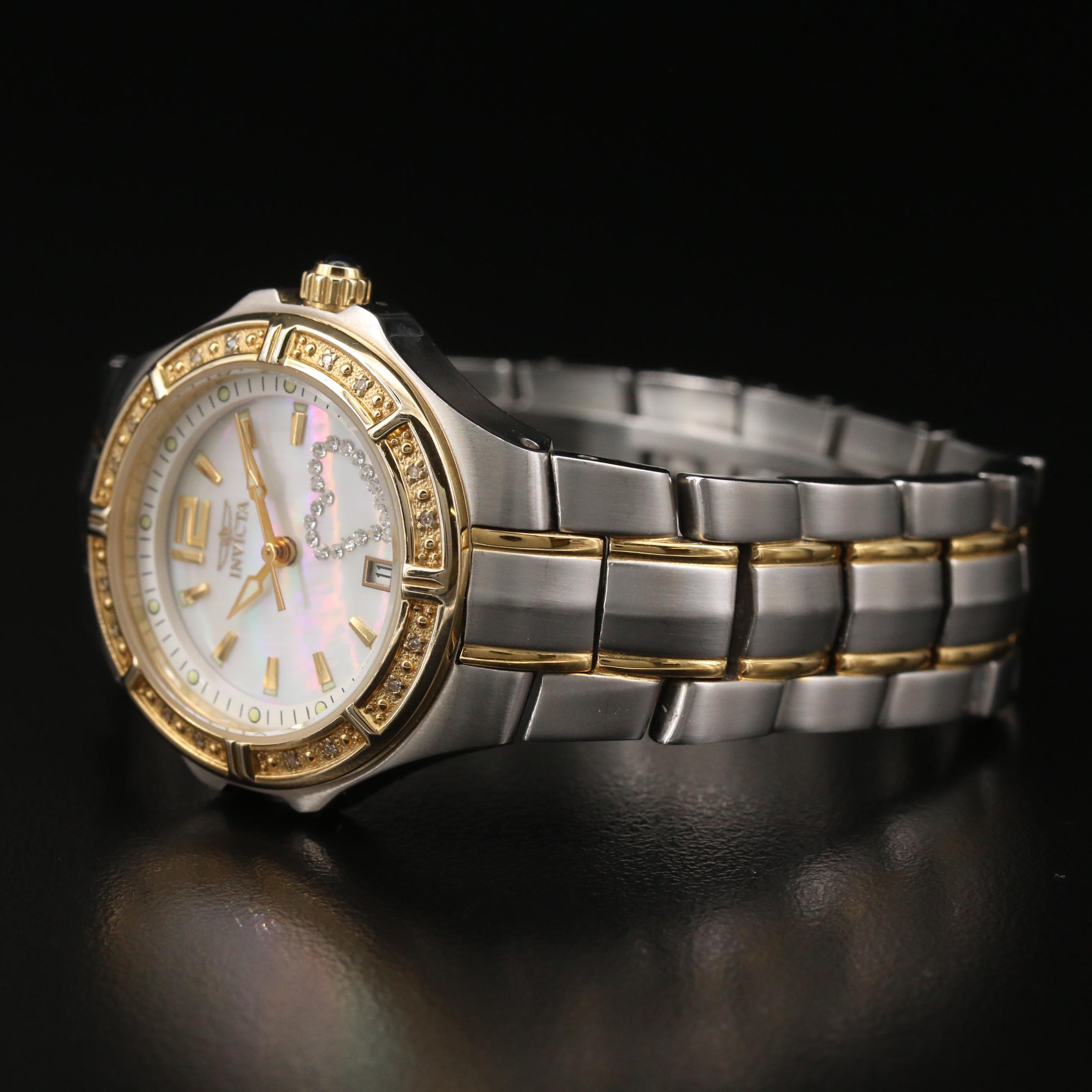 Invicta Wild Flower Diamond and Mother of Pearl Two Tone Quartz Watch