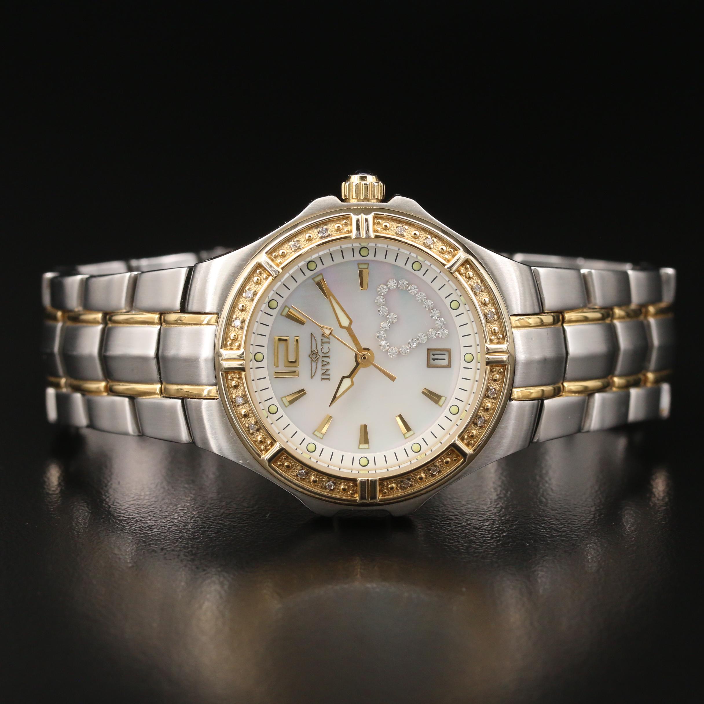 Invicta Wild Flower Diamond and Mother of Pearl Two Tone Quartz Watch