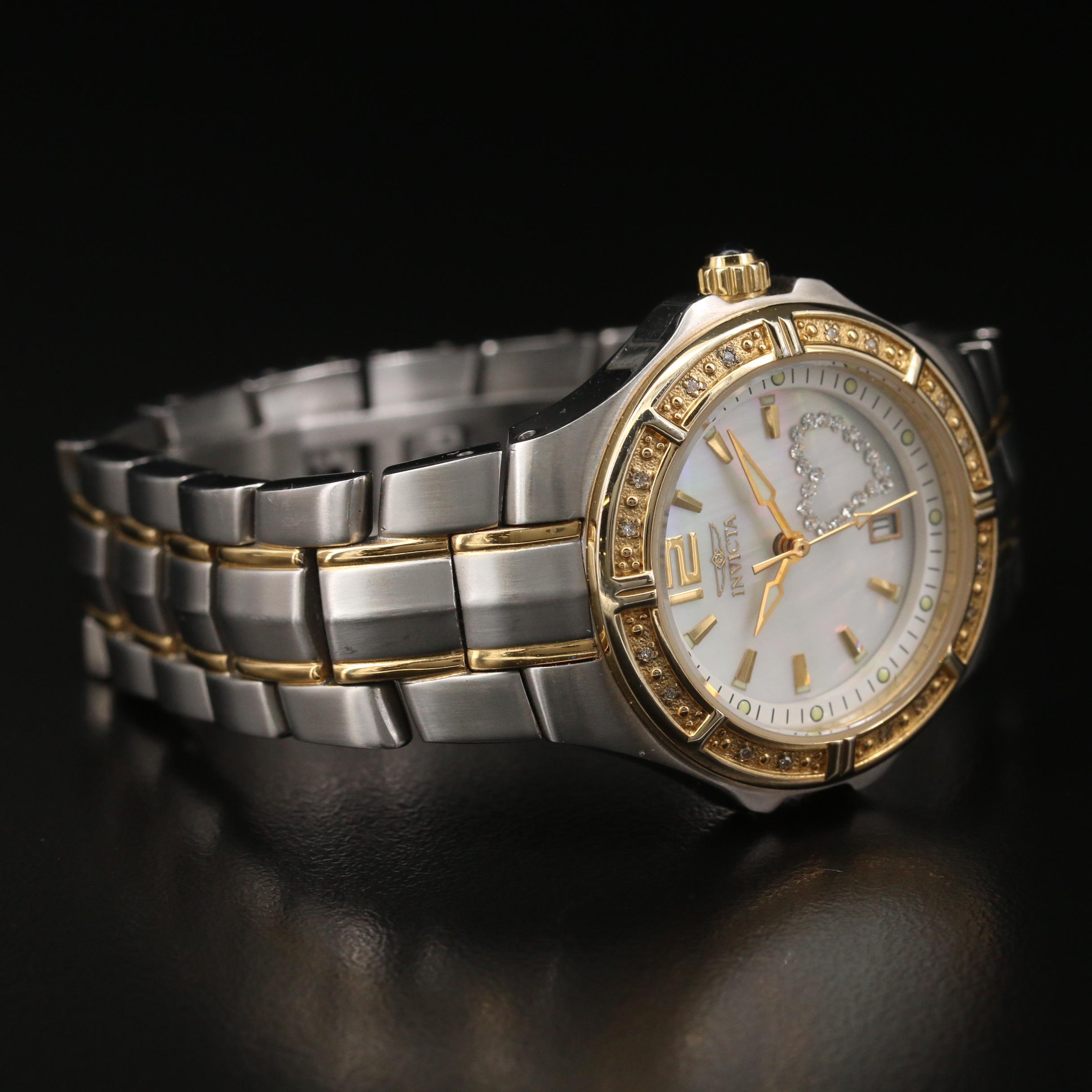 Invicta Wild Flower Diamond and Mother of Pearl Two Tone Quartz Watch
