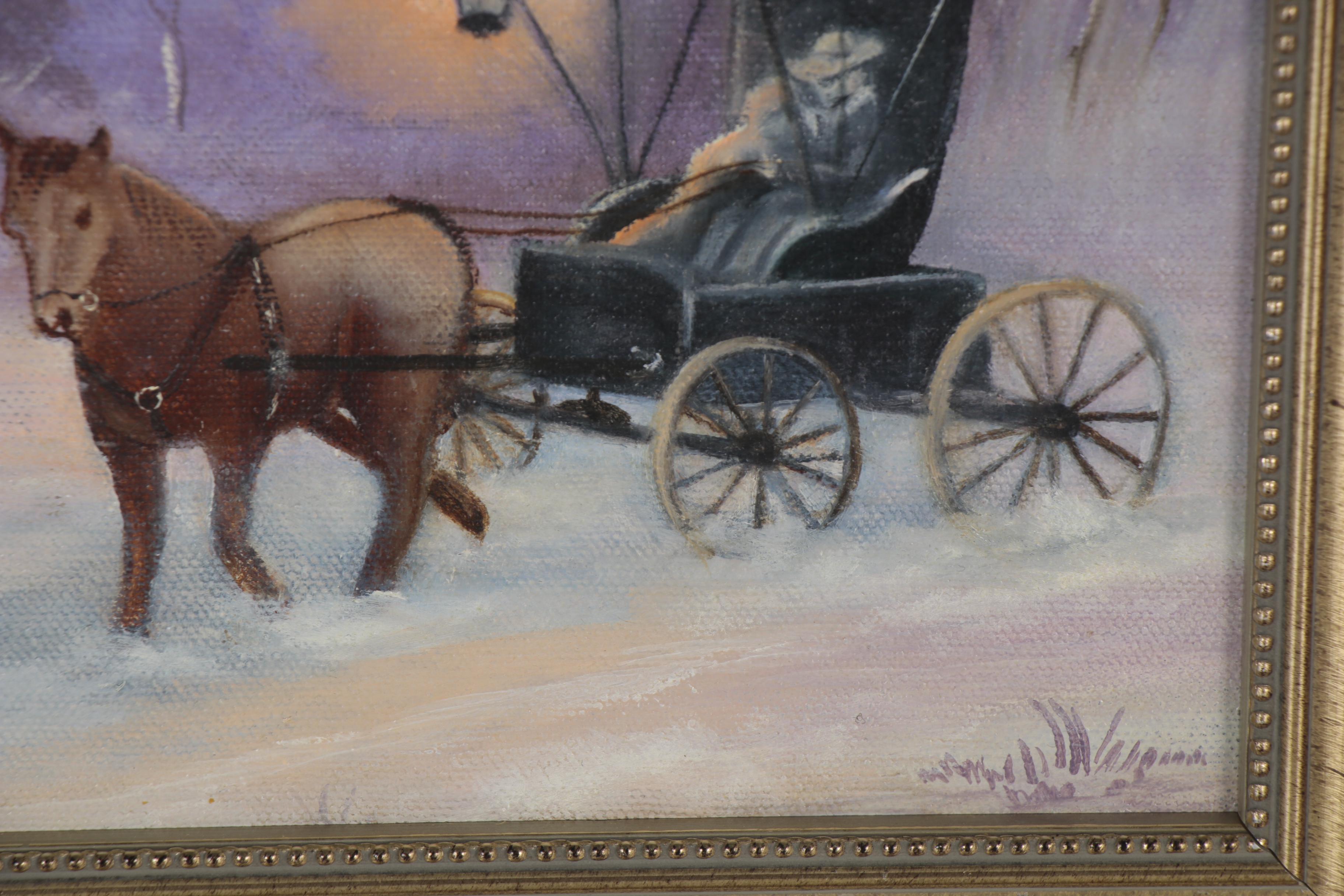 Frank Shelton Winter Scene Oil Paintings after Jackie Claflin, 21st Century