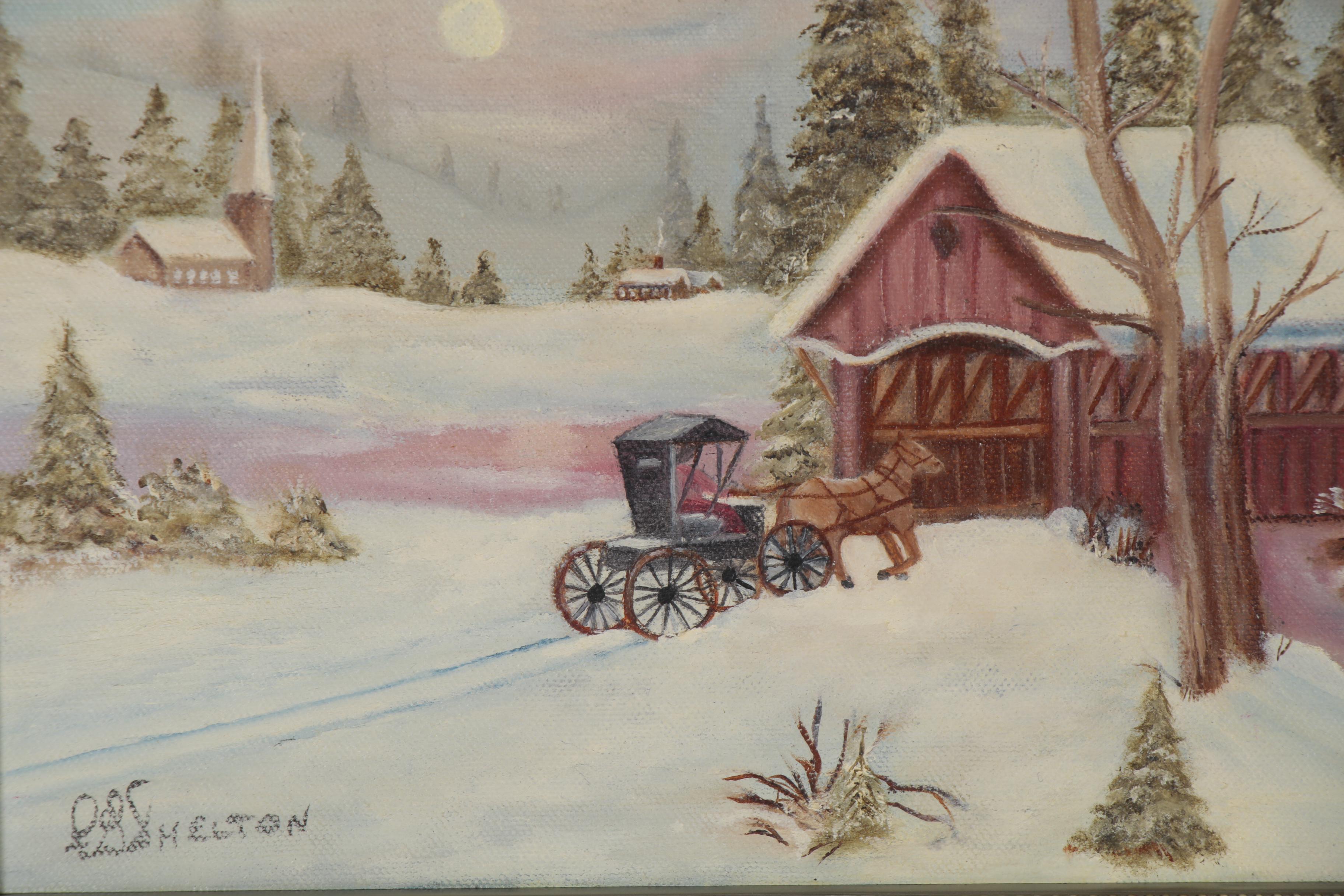 Frank Shelton Winter Scene Oil Paintings after Jackie Claflin, 21st Century