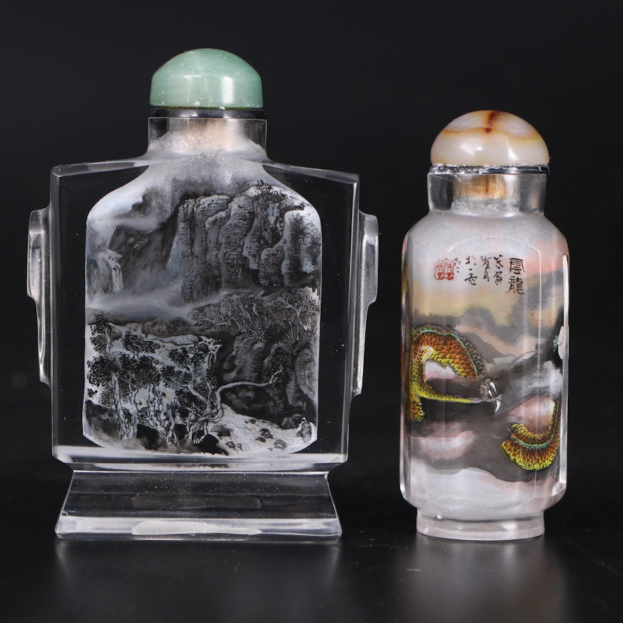 Chinese Reverse Painted Snuff Bottles, Early to Mid 20th Century