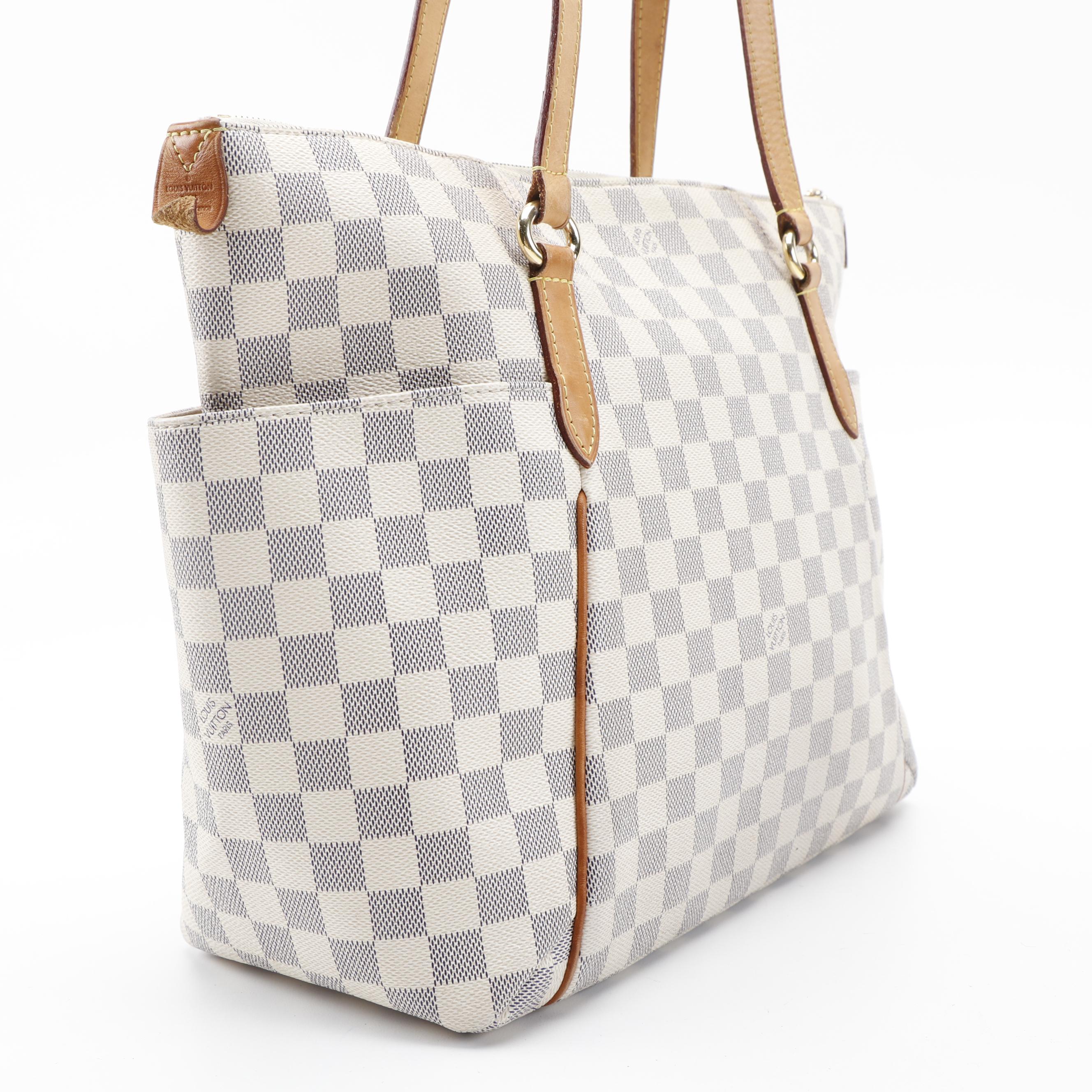 Louis Vuitton Totally MM in Damier Azur Canvas with Vachetta Leather Trim