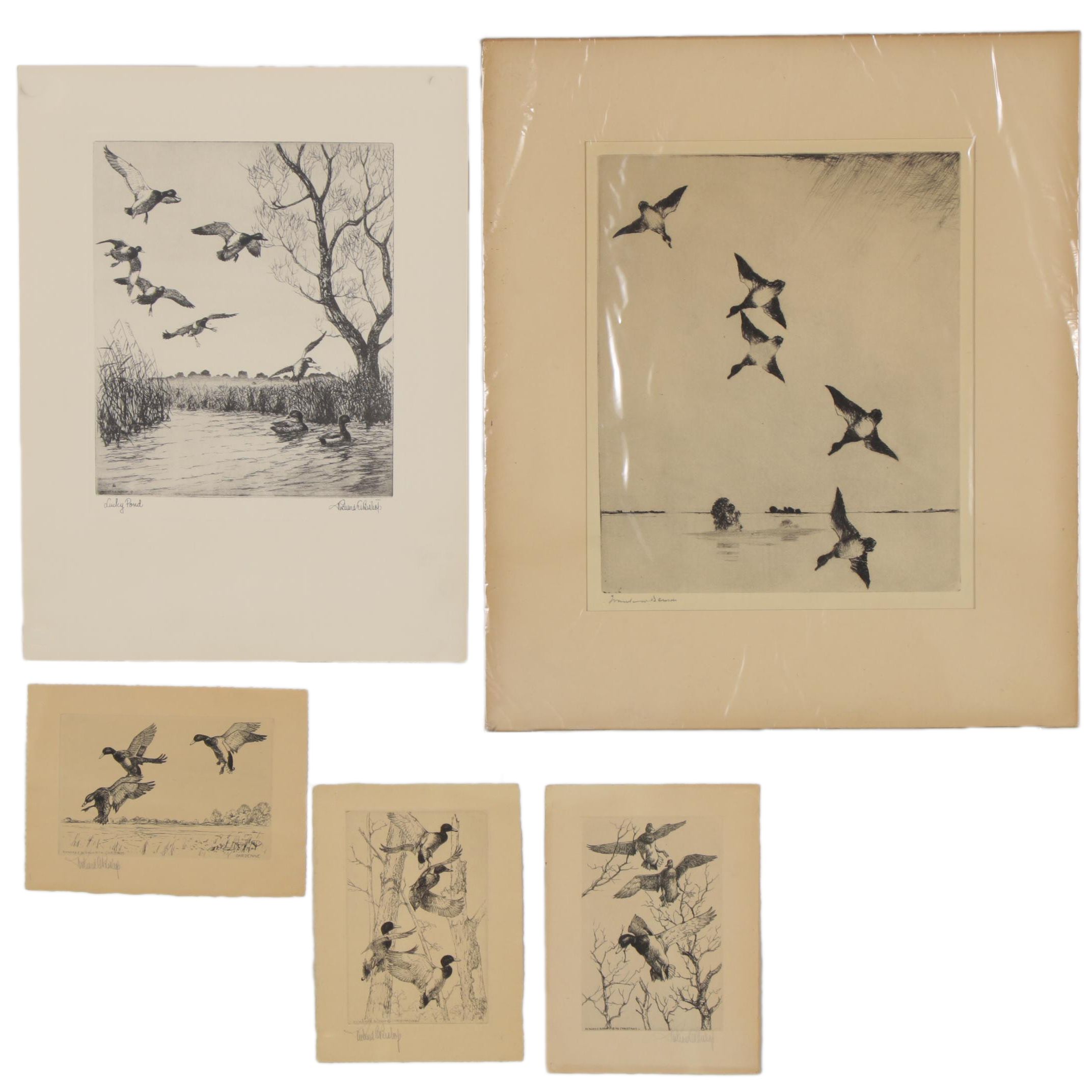 Frank Weston Benson and Richard E. Bishop Duck Etchings, Early 20th Century