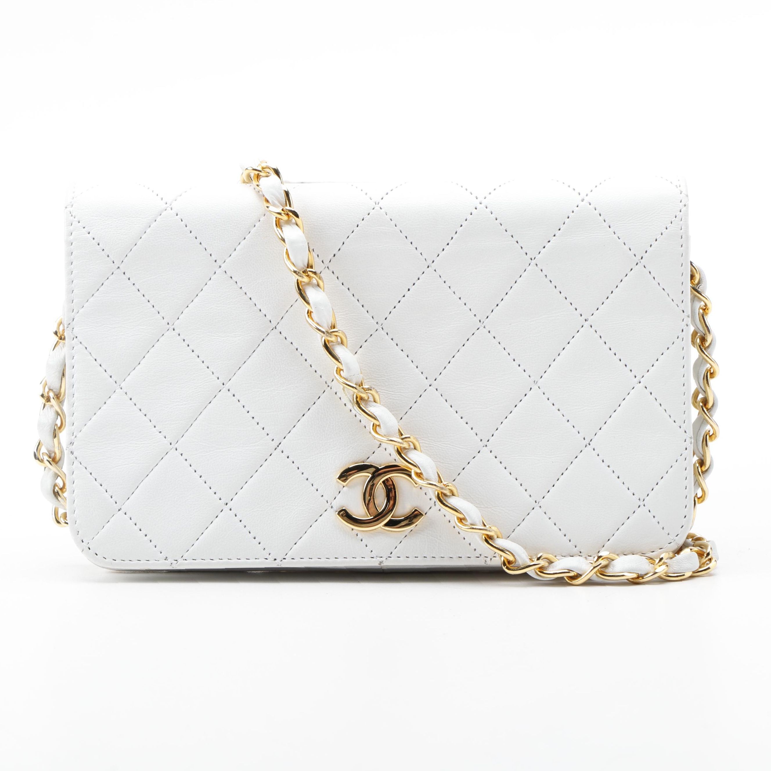Chanel Quilted White Lambskin WOC Clutch