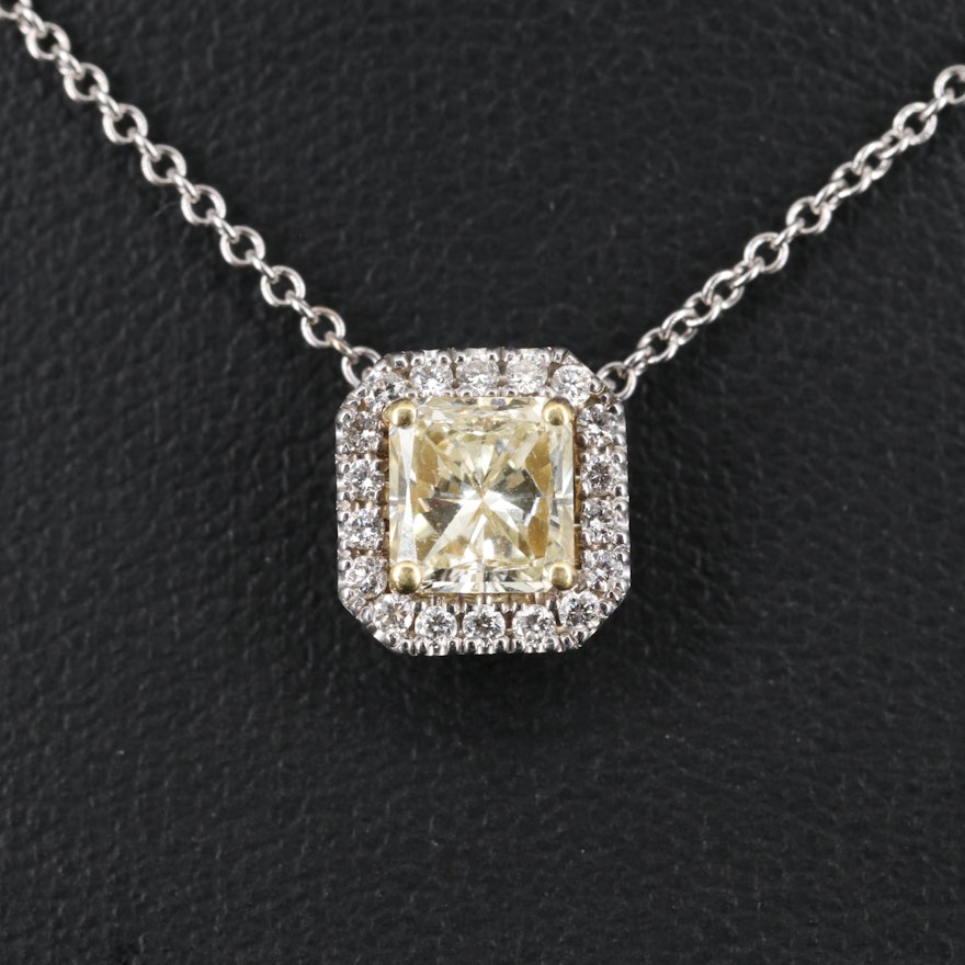 18K 1.18 CTW Diamond Halo Necklace