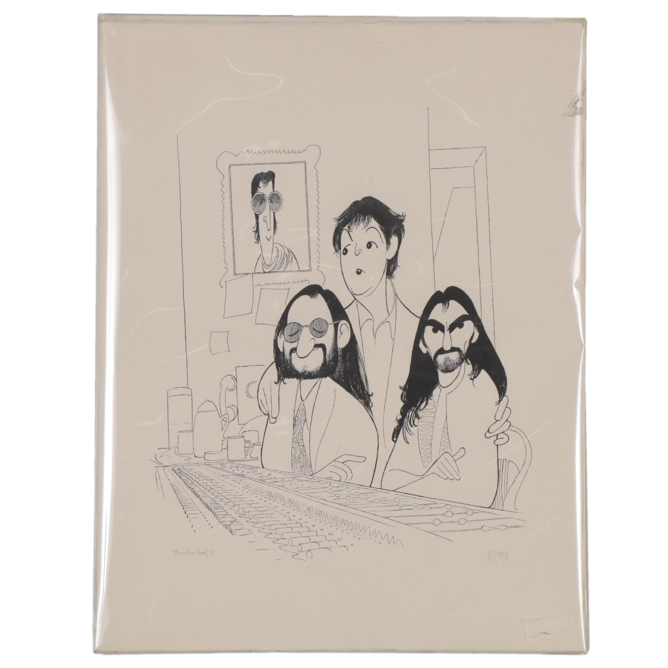 Al Hirschfeld Lithograph of the Beatles, Late 20th Century