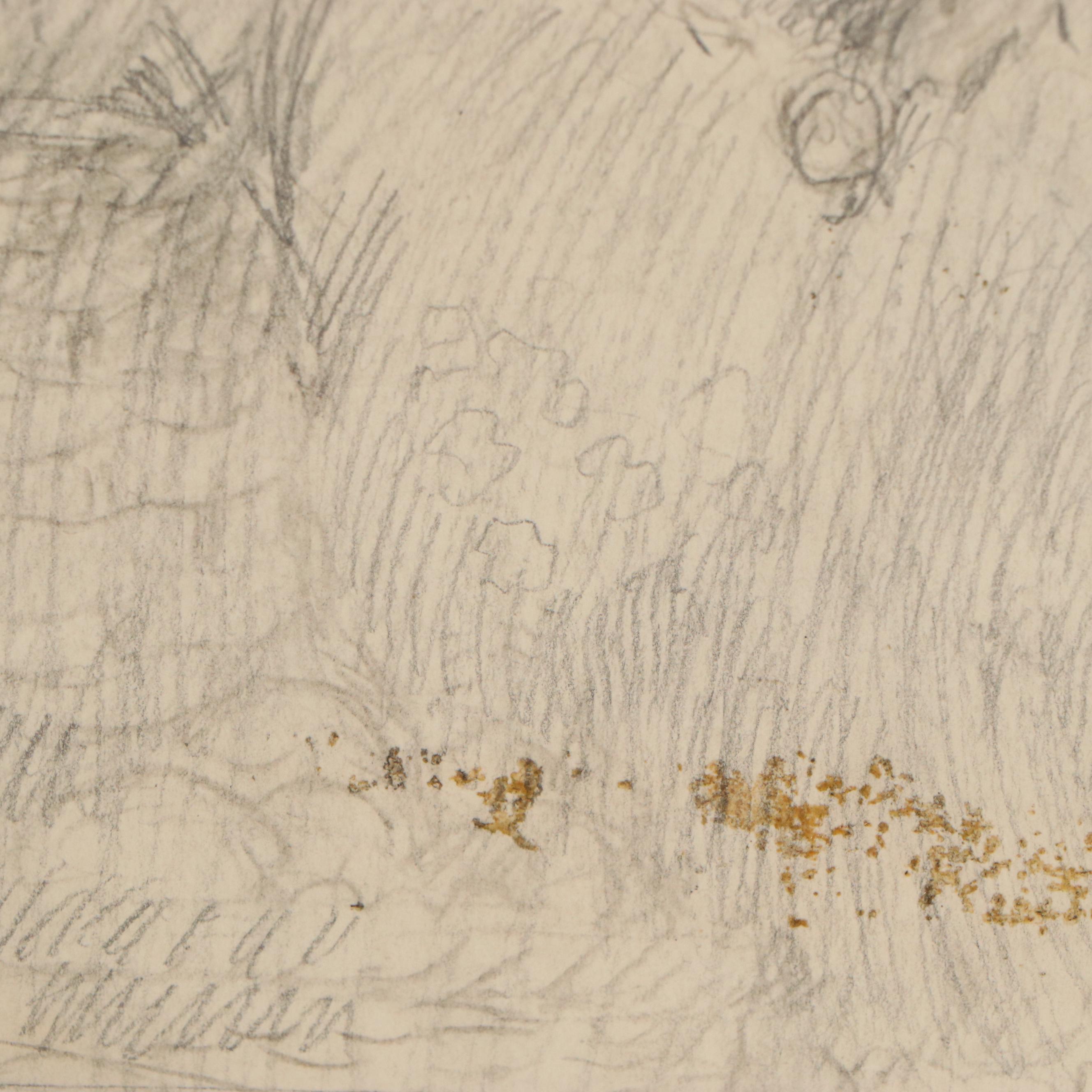 Paul Ashbrook Graphite Drawings of Lifestyle Portraiture, Late 19th Century