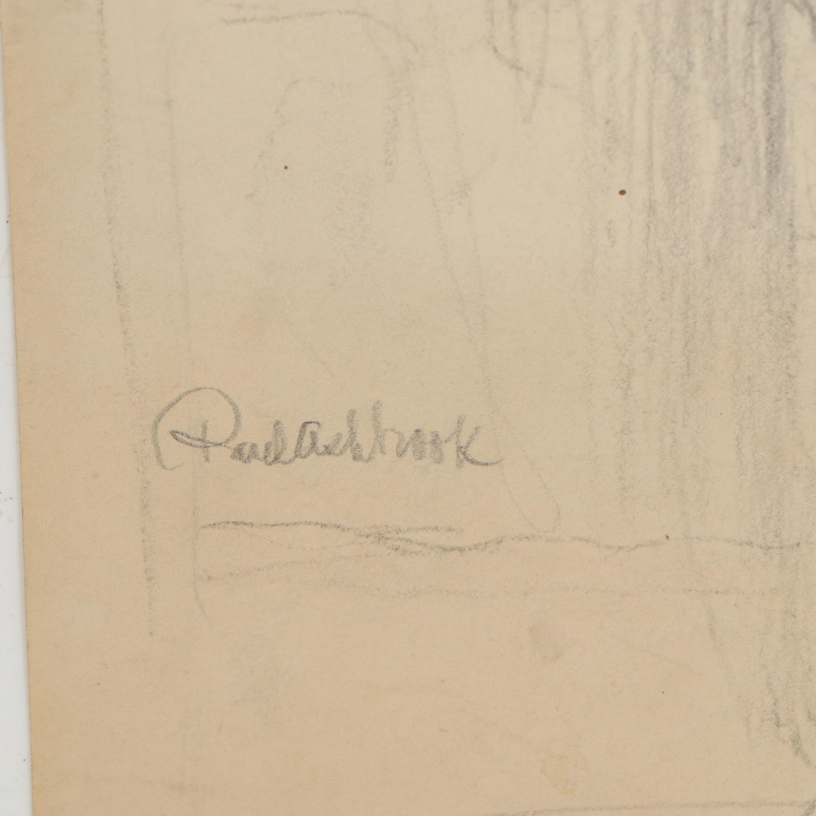 Paul Ashbrook Graphite Drawings of Lifestyle Portraiture, Late 19th Century