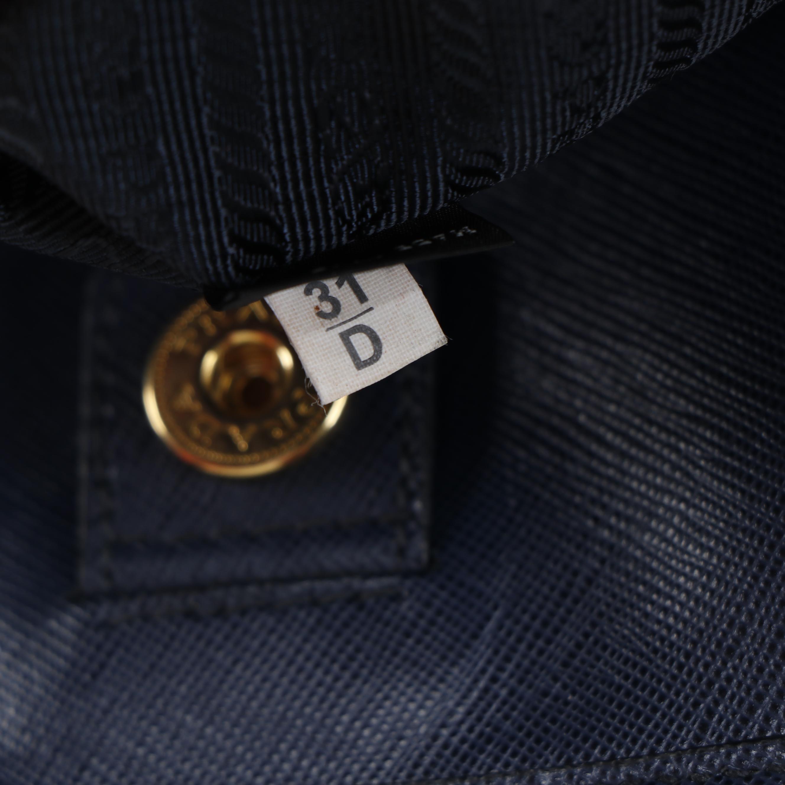 Prada Blue Tela Convertible Shopper Tote in Tweed and Saffiano Leather