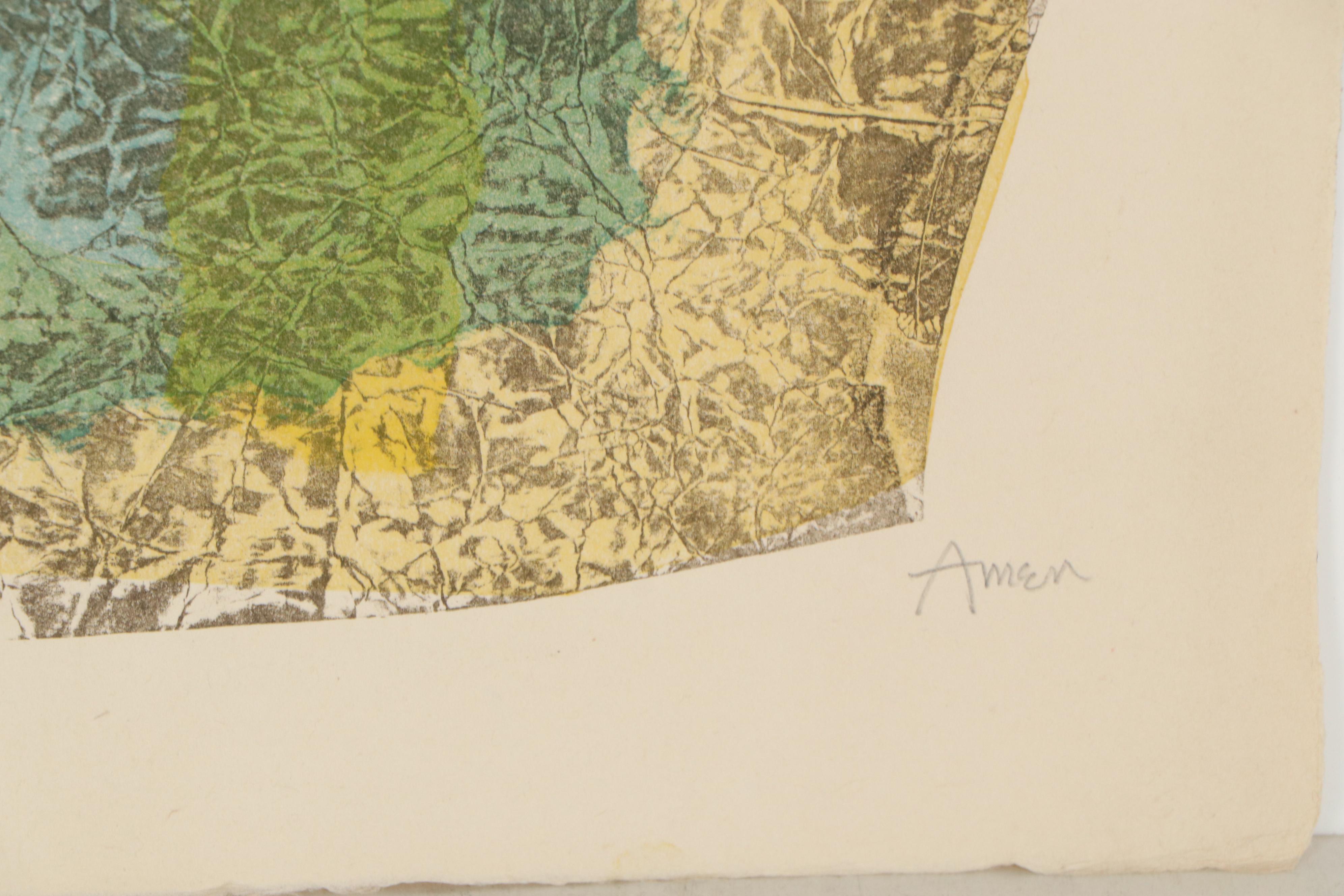 Irving Amen Abstract Lithograph, Late 20th Century