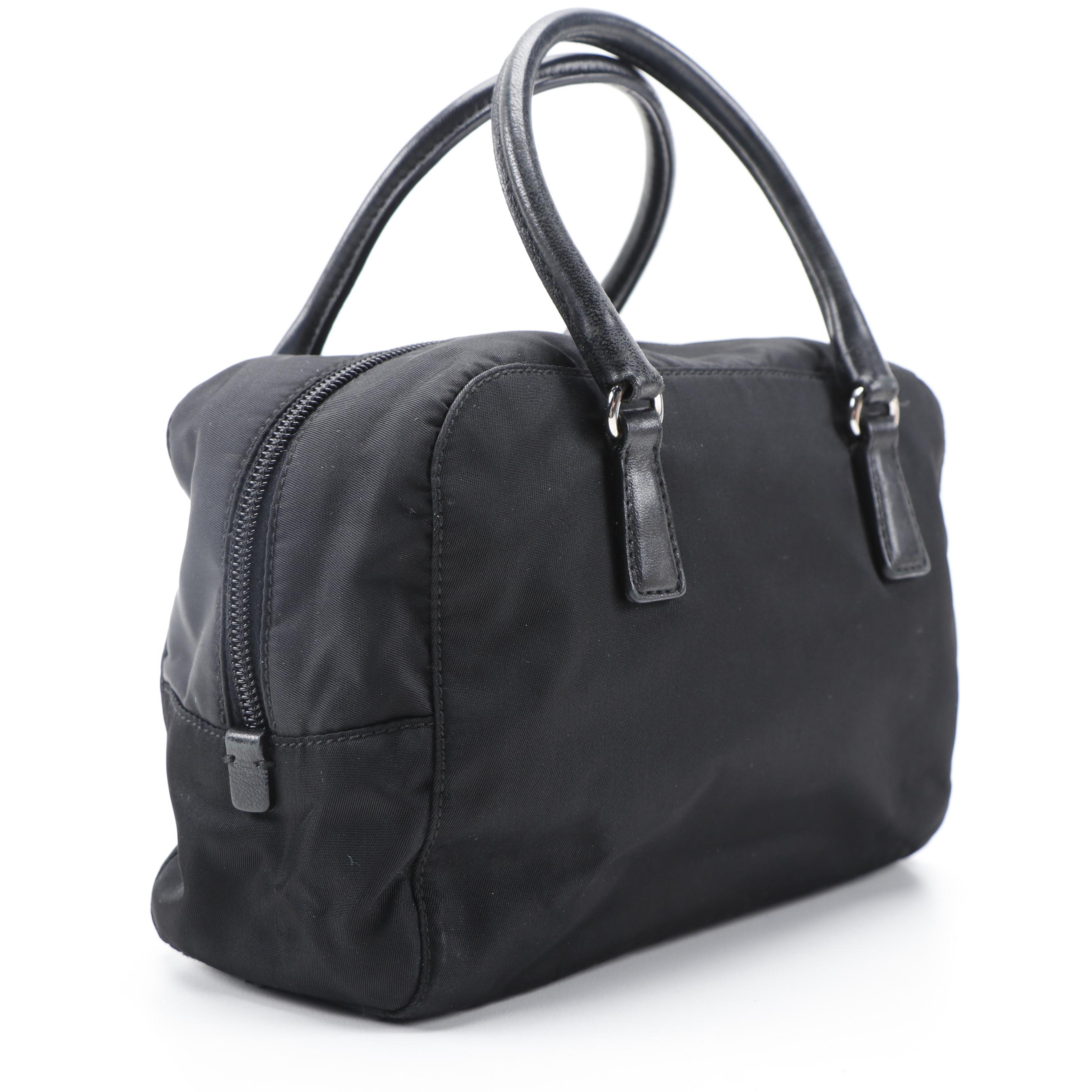 Prada Evening Heart Mini Satchel Bag in Black Nylon and Leather