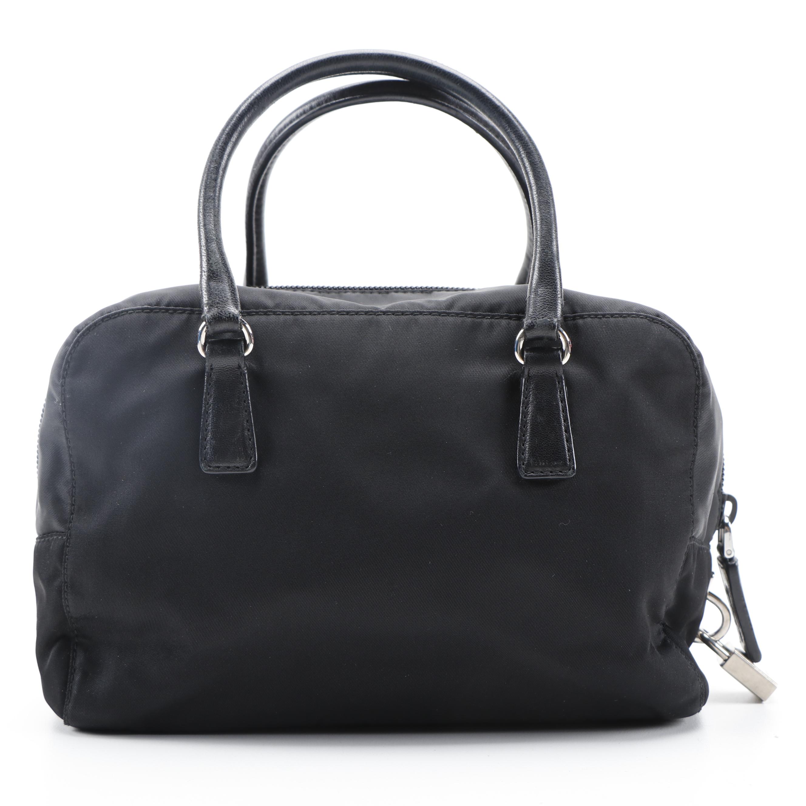Prada Evening Heart Mini Satchel Bag in Black Nylon and Leather