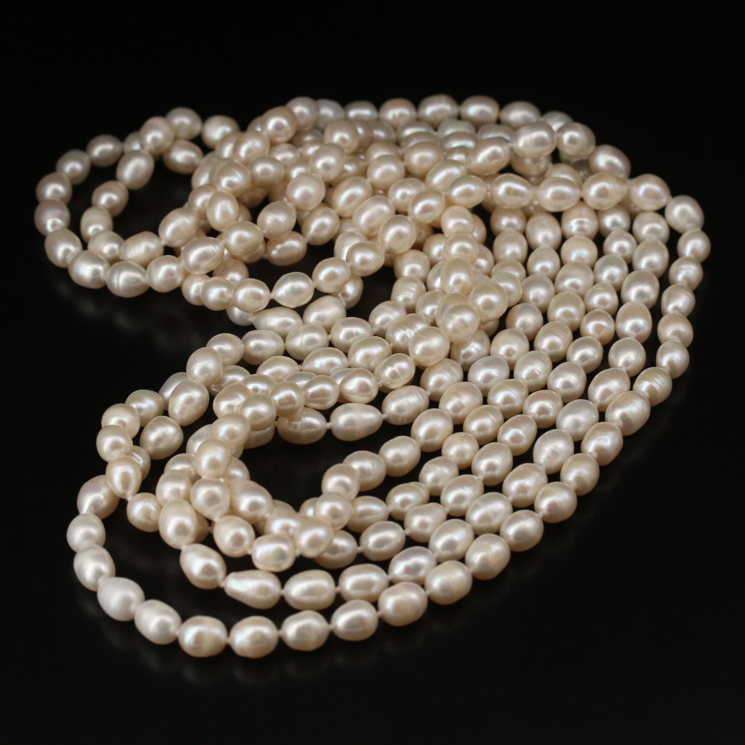 Endless Rope Length Pearl Necklace