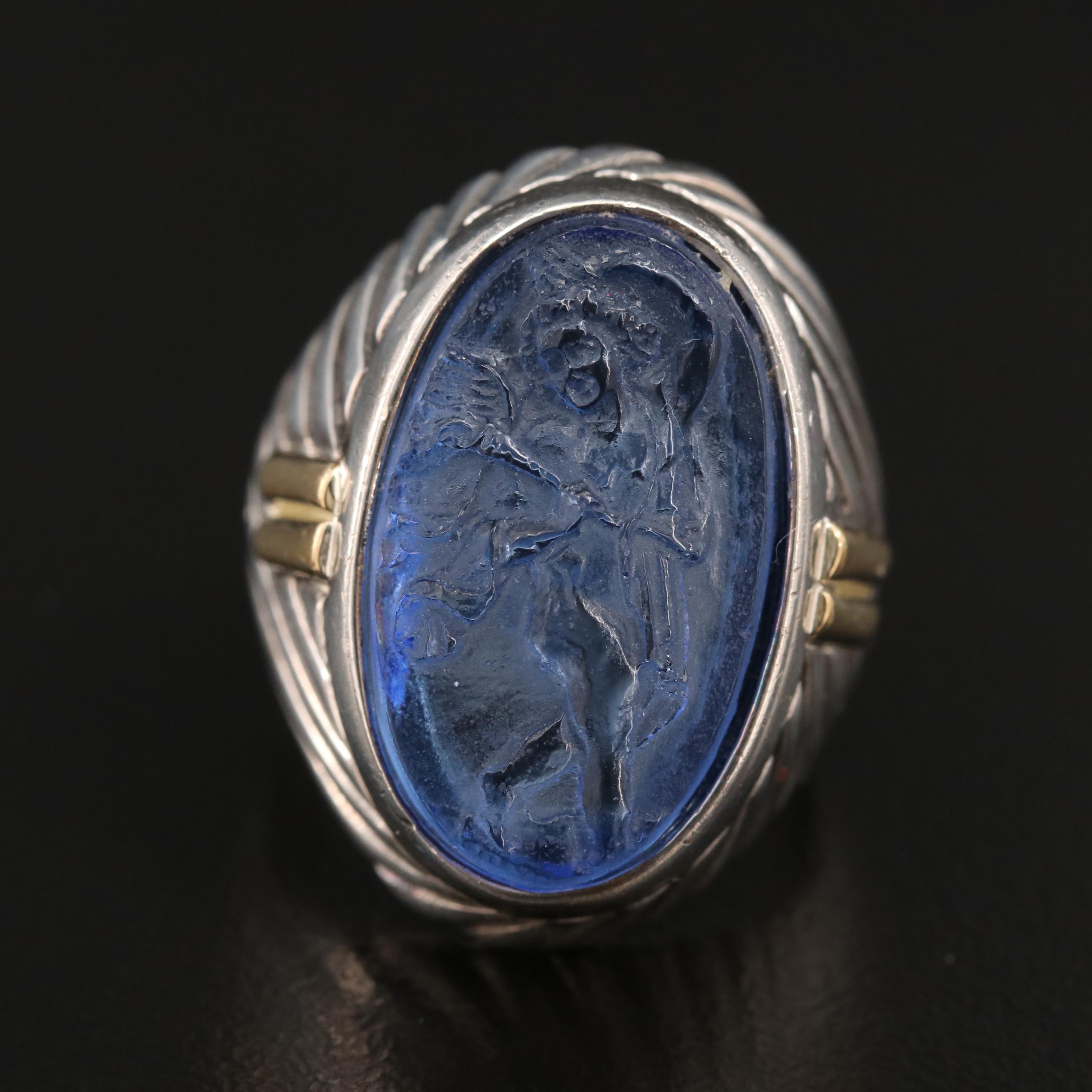 Phillip Gabriel for Menegatti Tagliamonte Venetian Molded Glass Cameo Ring
