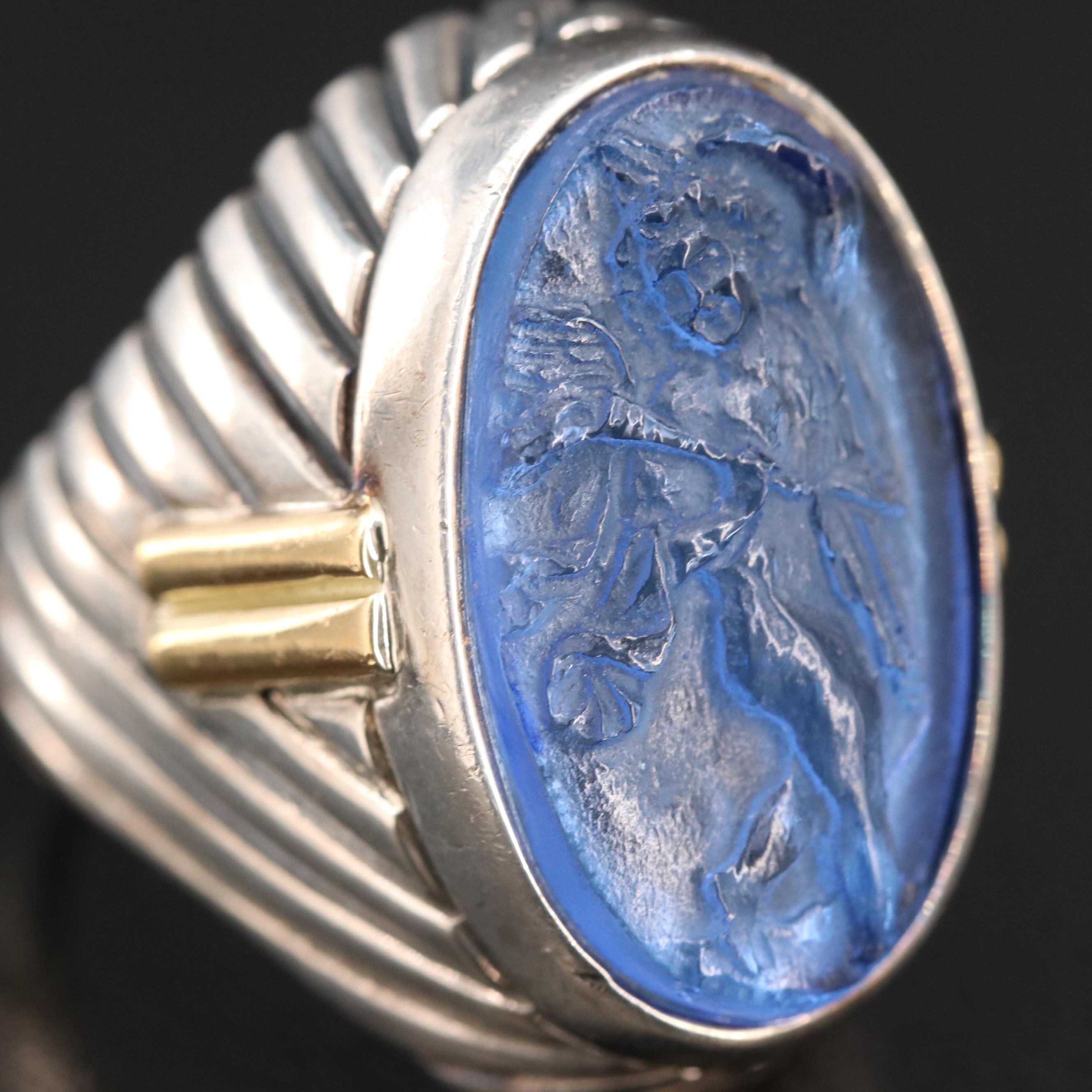 Phillip Gabriel for Menegatti Tagliamonte Venetian Molded Glass Cameo Ring