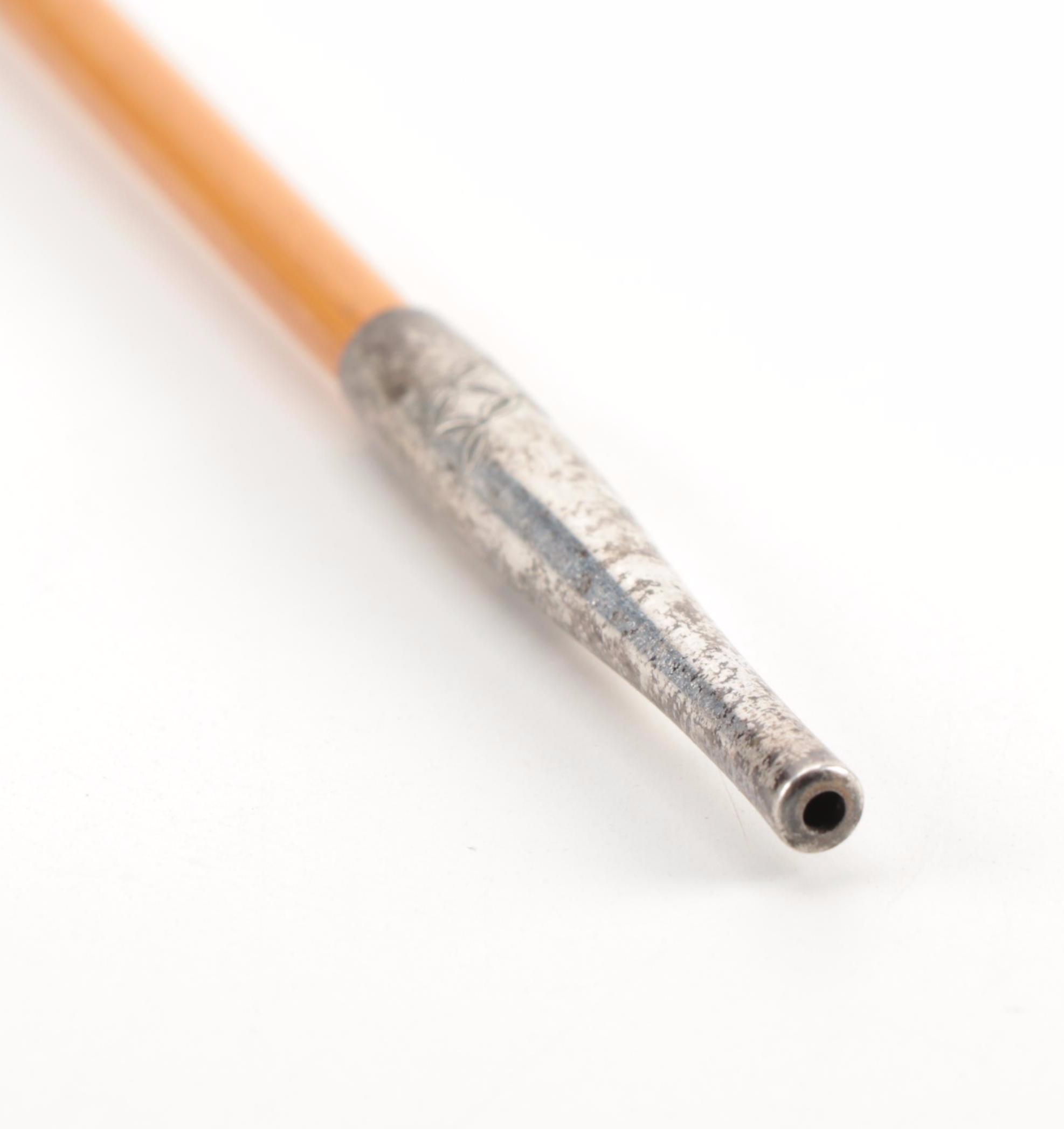 Japanese Silver Plate and Bamboo Kiseru Pipe with Case, Antique