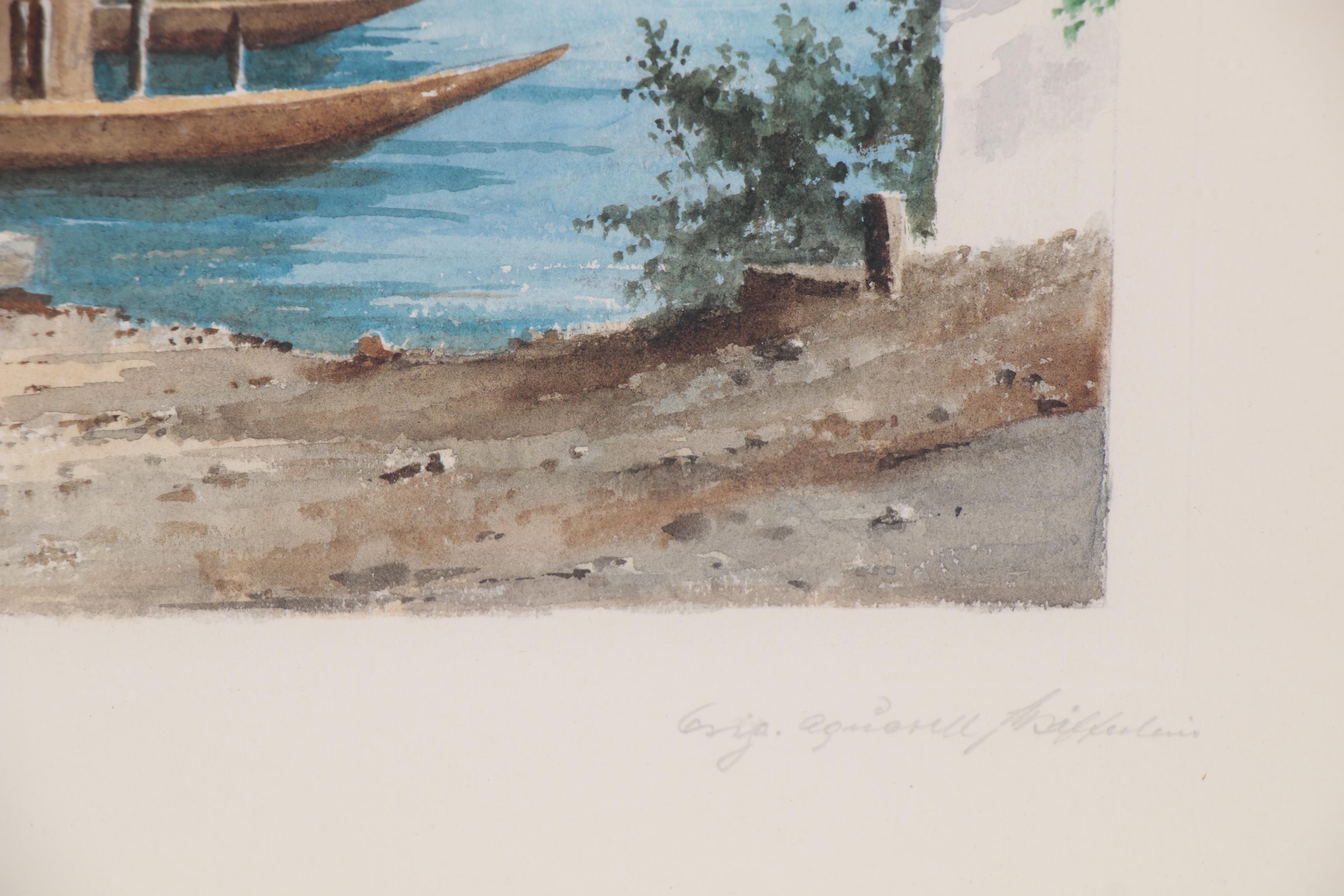 Käfferlein Watercolor Painting "St. Bartholomew, Königsee," Late 20th Century