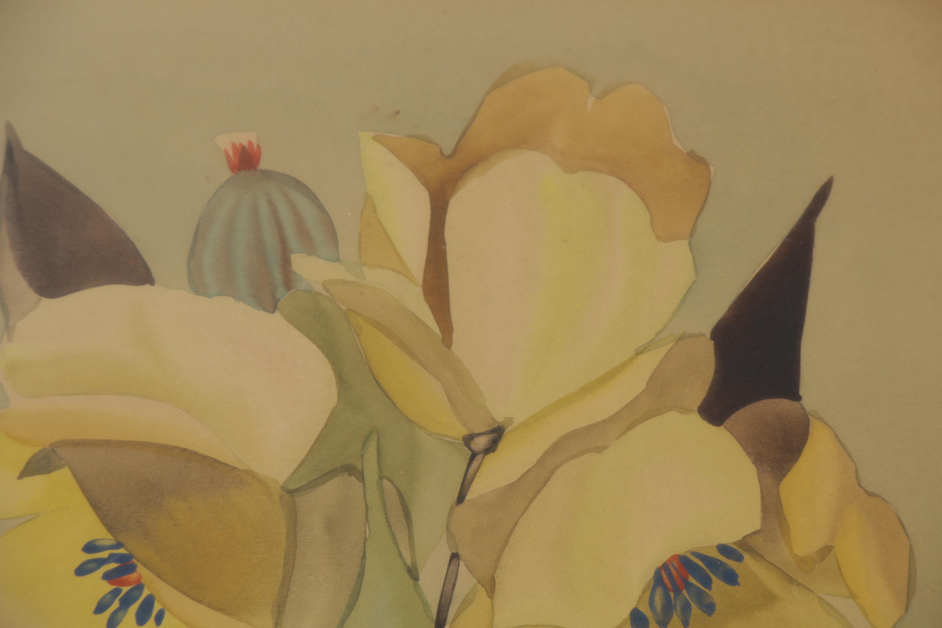 Ruben Kupur Floral Watercolor Painting, Early 20th Century