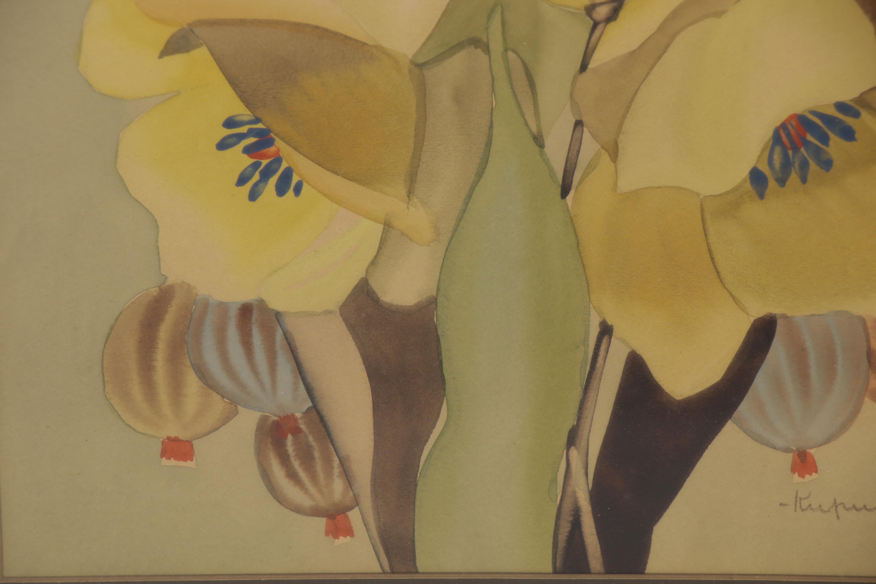 Ruben Kupur Floral Watercolor Painting, Early 20th Century