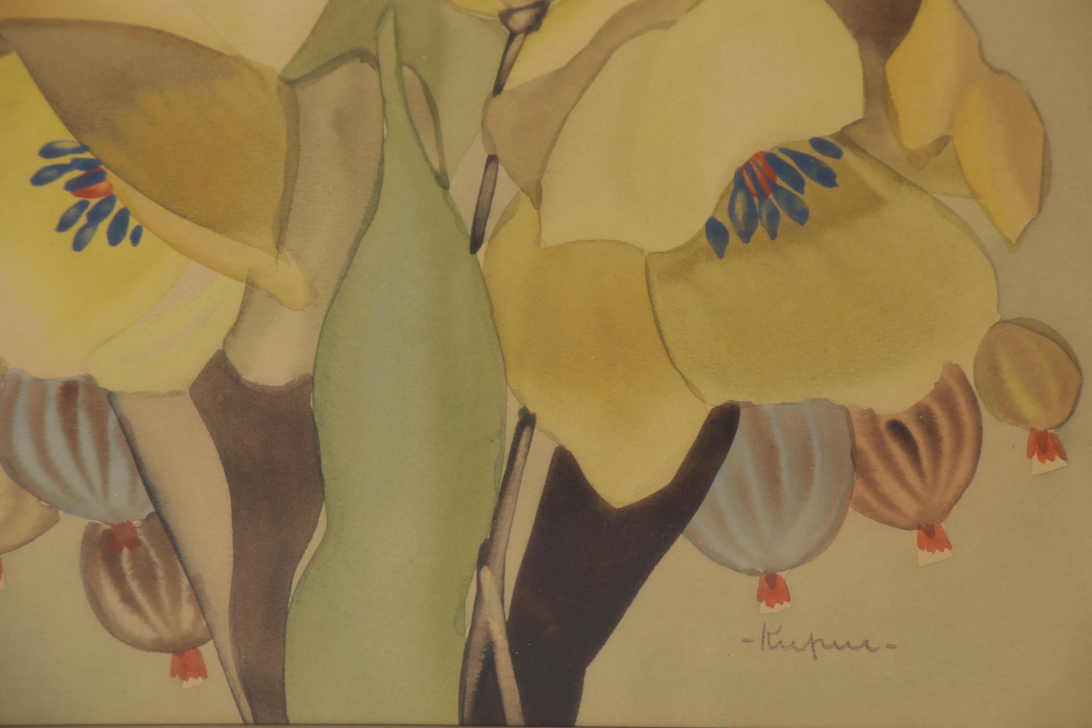 Ruben Kupur Floral Watercolor Painting, Early 20th Century