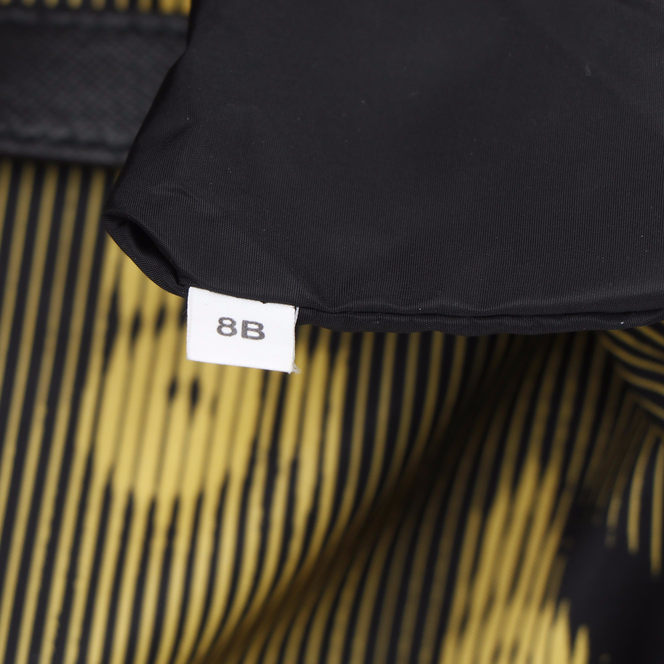 Prada Racing Stripe Printed Nylon and Black Leather Tote Bag