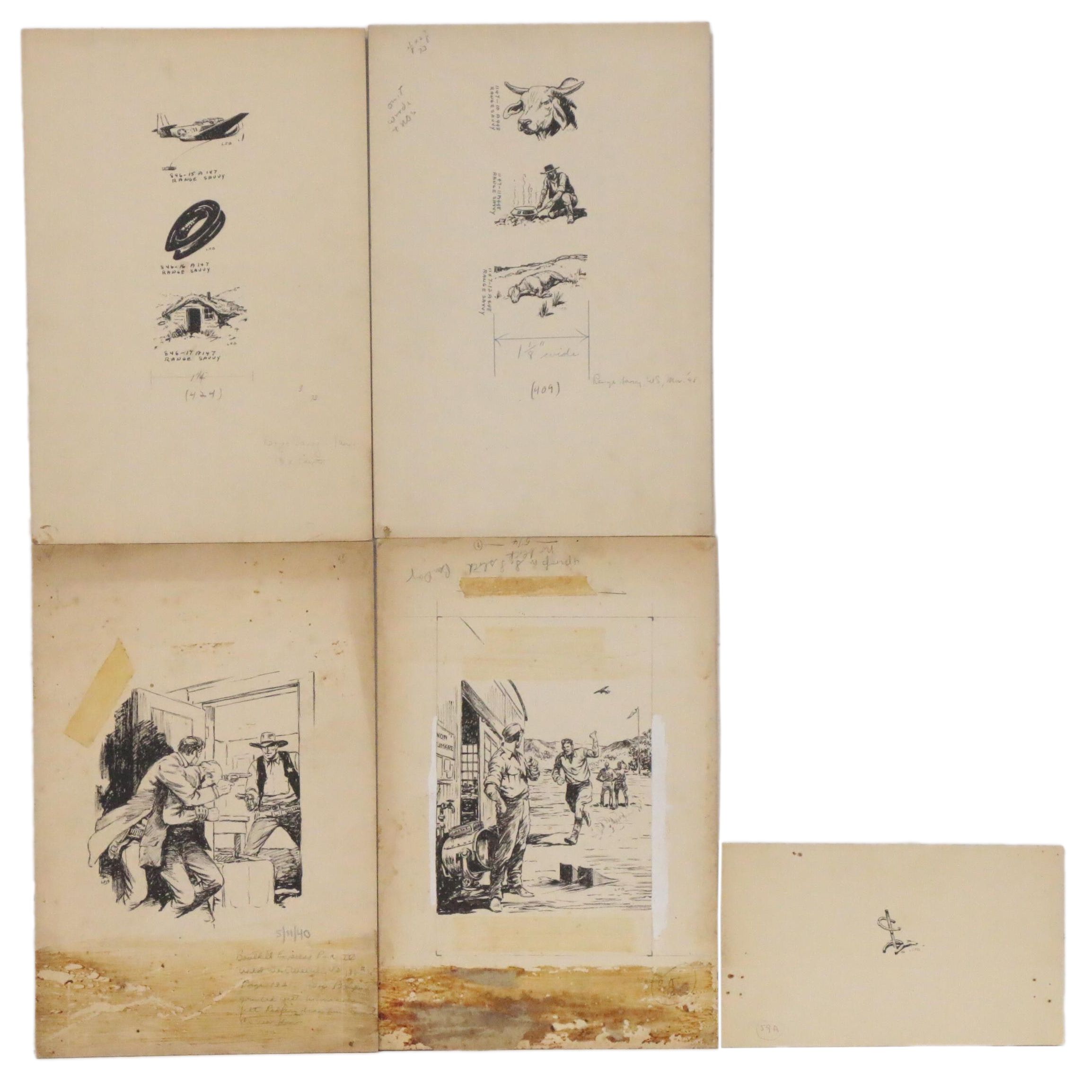 Lorence F. Bjorklund Ink Illustrations for "Boothill Express," and More