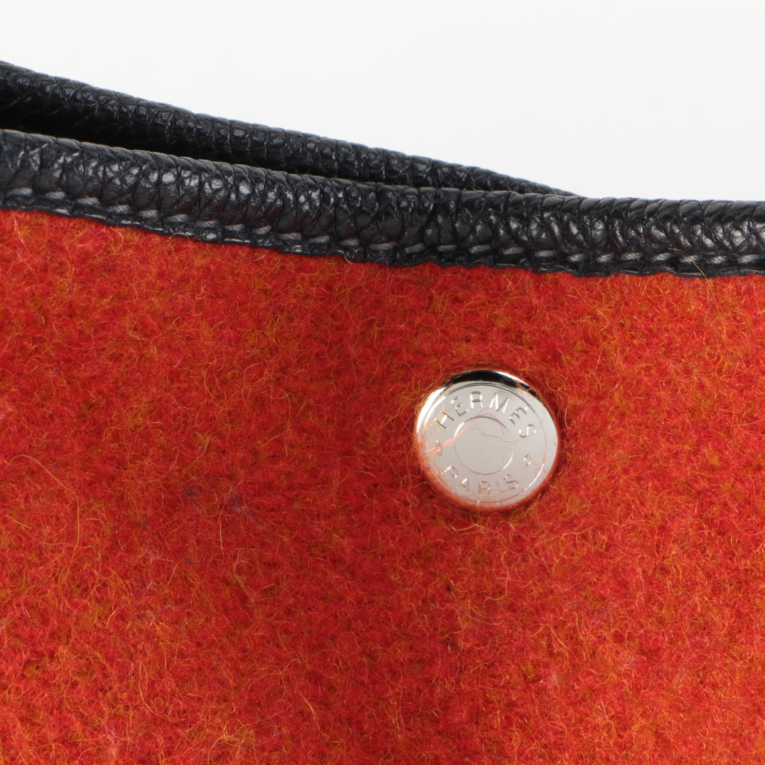 Hermès Garden Party 36 Tote in Striped Wool Rocabar and Navy Leather