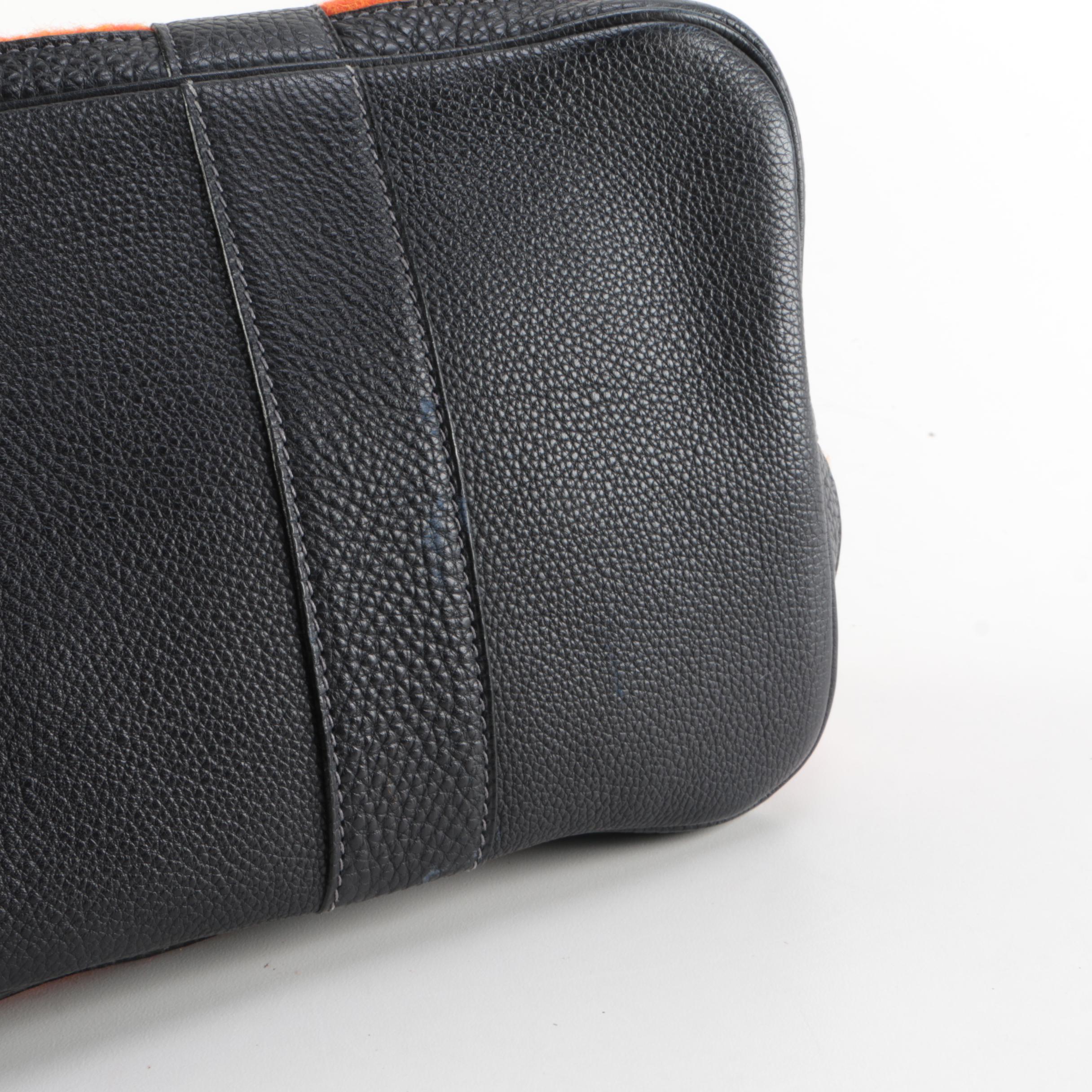 Hermès Garden Party 36 Tote in Striped Wool Rocabar and Navy Leather