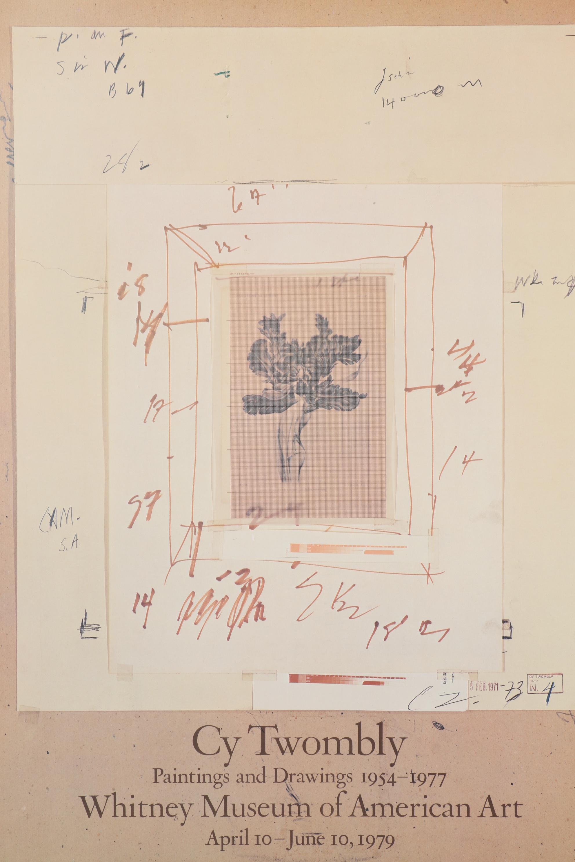 Offset Lithograph Exhibition Poster after Cy Twombly for Whitney Museum, 1979