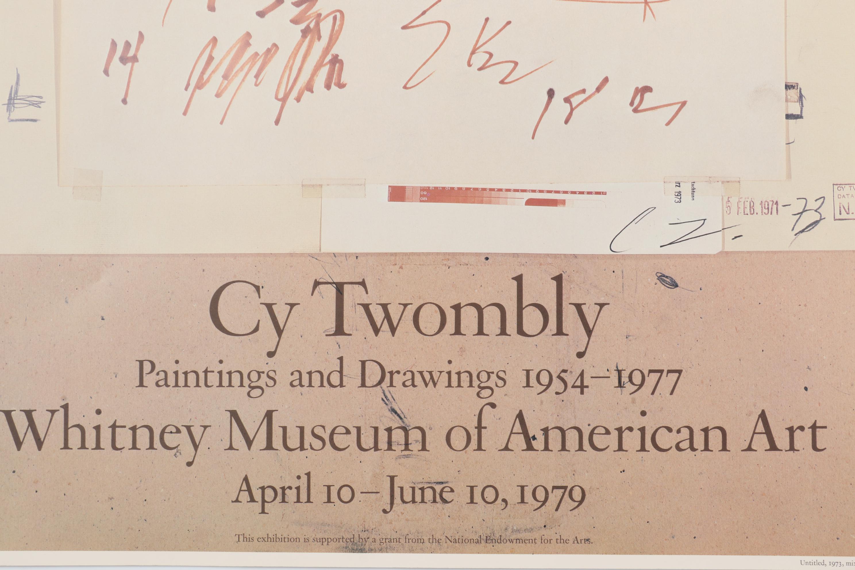 Offset Lithograph Exhibition Poster after Cy Twombly for Whitney Museum, 1979