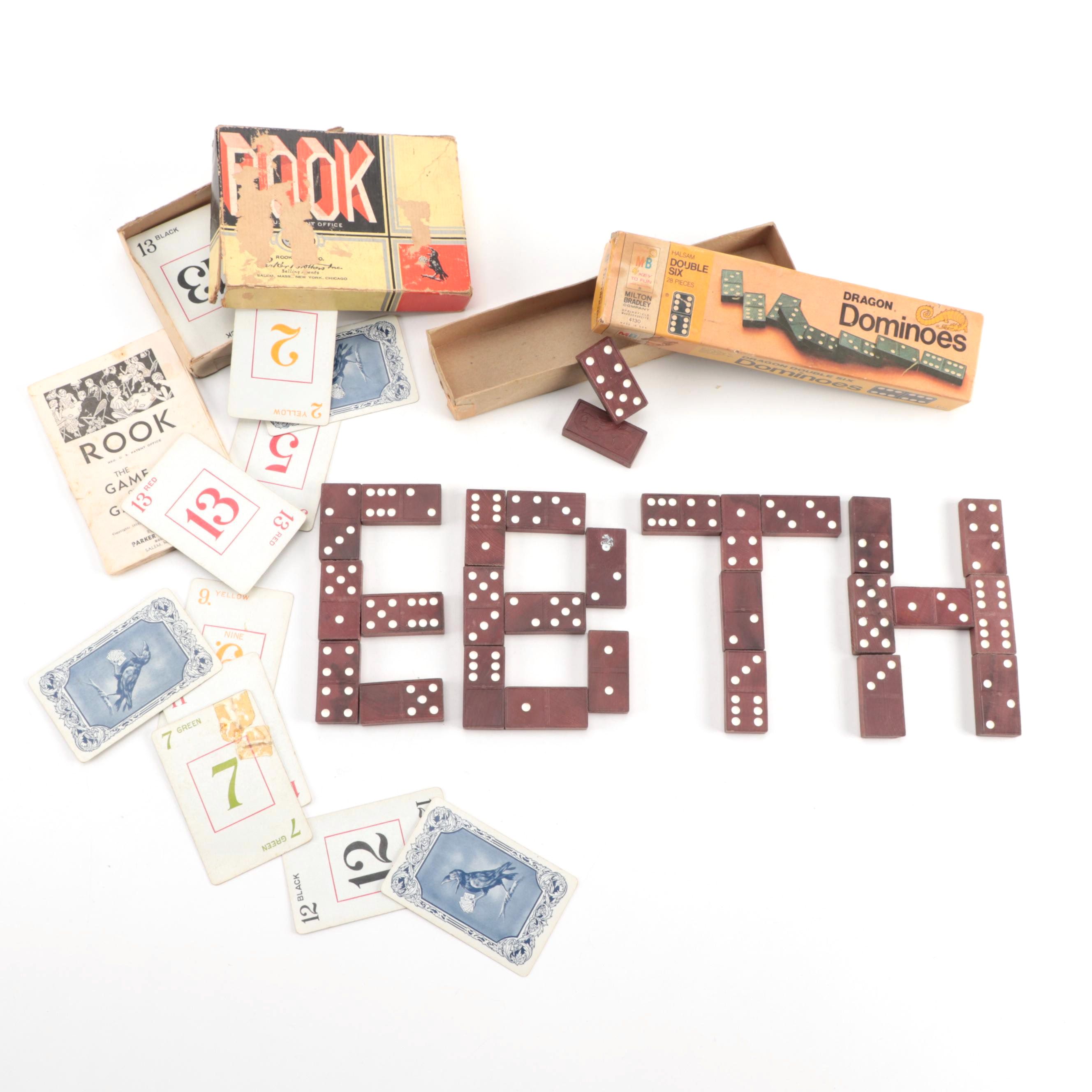 Parker Brothers "Rook" and Milton Bradley "Dragon Dominoes" Games, Vintage