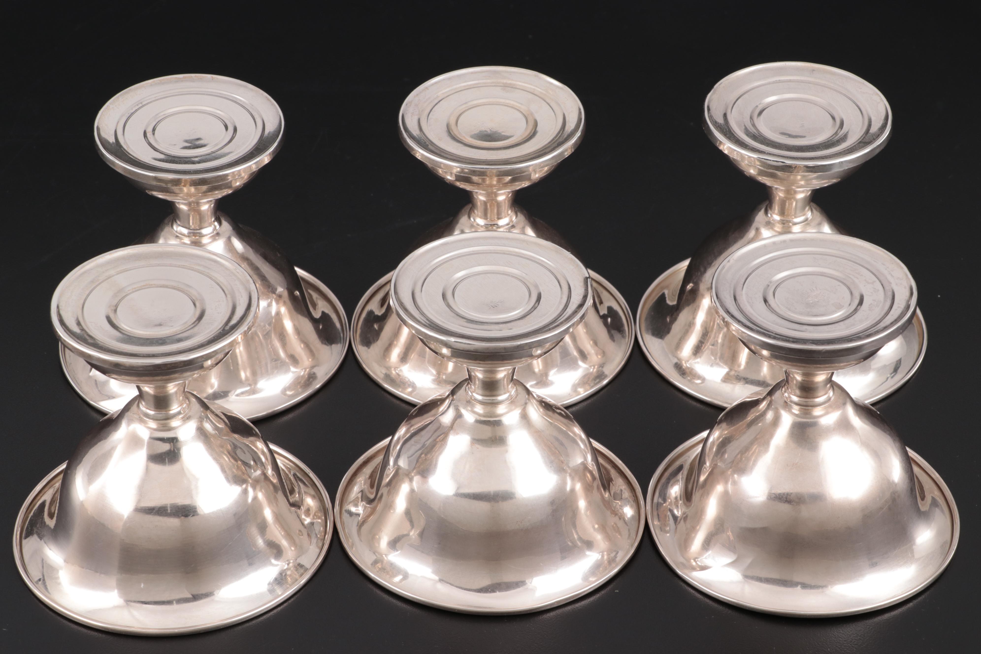 M. Fred Hirsch Sterling Silver Sherbet Cups with Preisner Sterling Candy Bowl