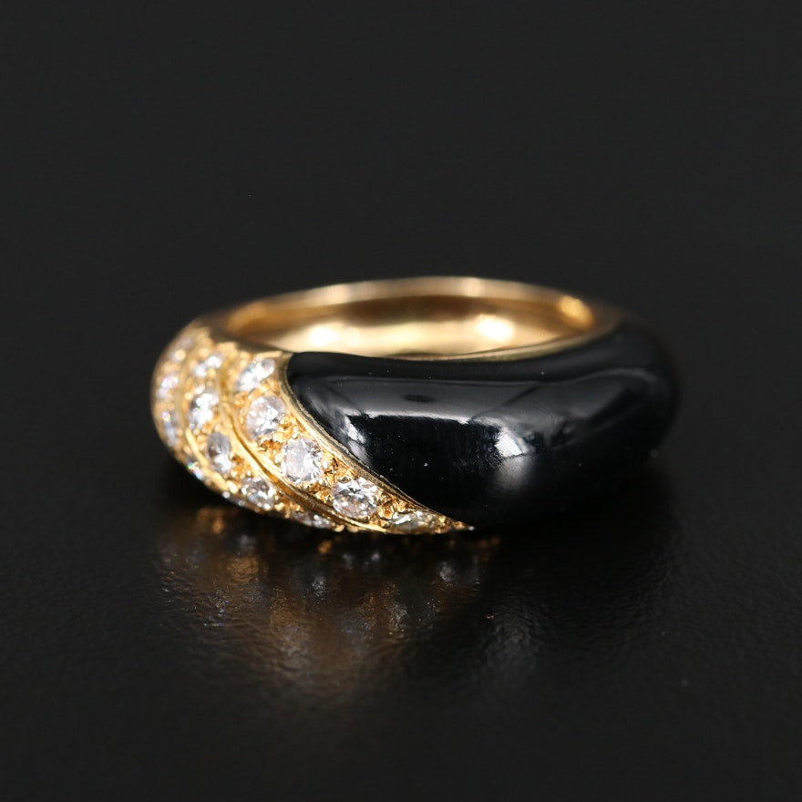 Van Cleef & Arpels 18K Diamond and Black Onyx Ring