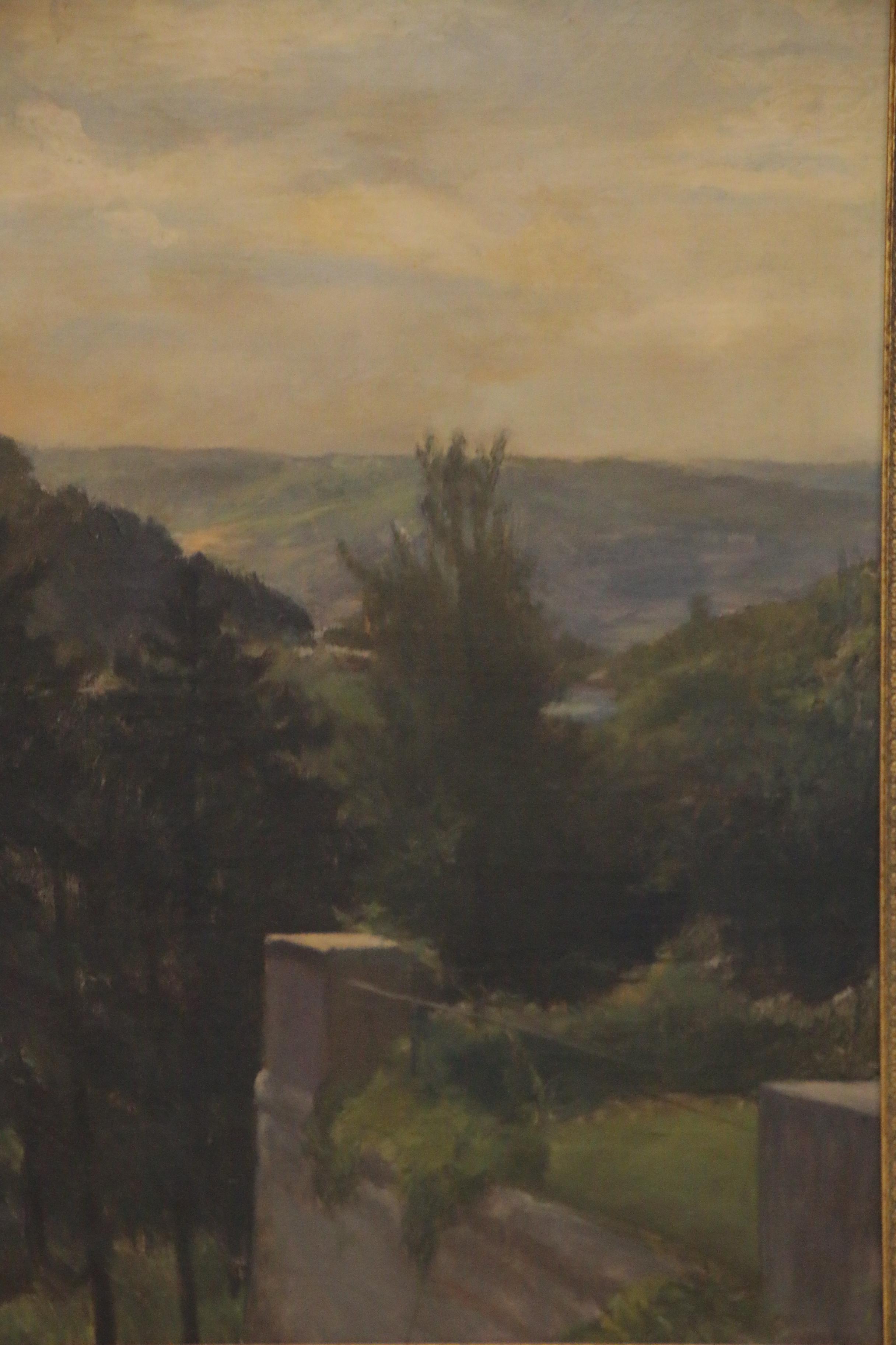 Caroline Augusta Lord Oil Landscape Painting of Valley View, Circa 1900
