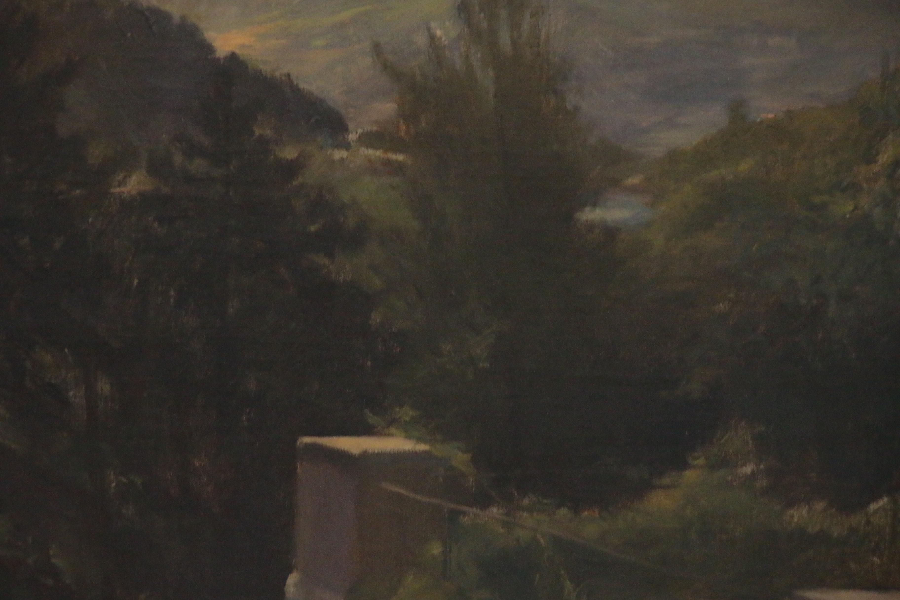 Caroline Augusta Lord Oil Landscape Painting of Valley View, Circa 1900