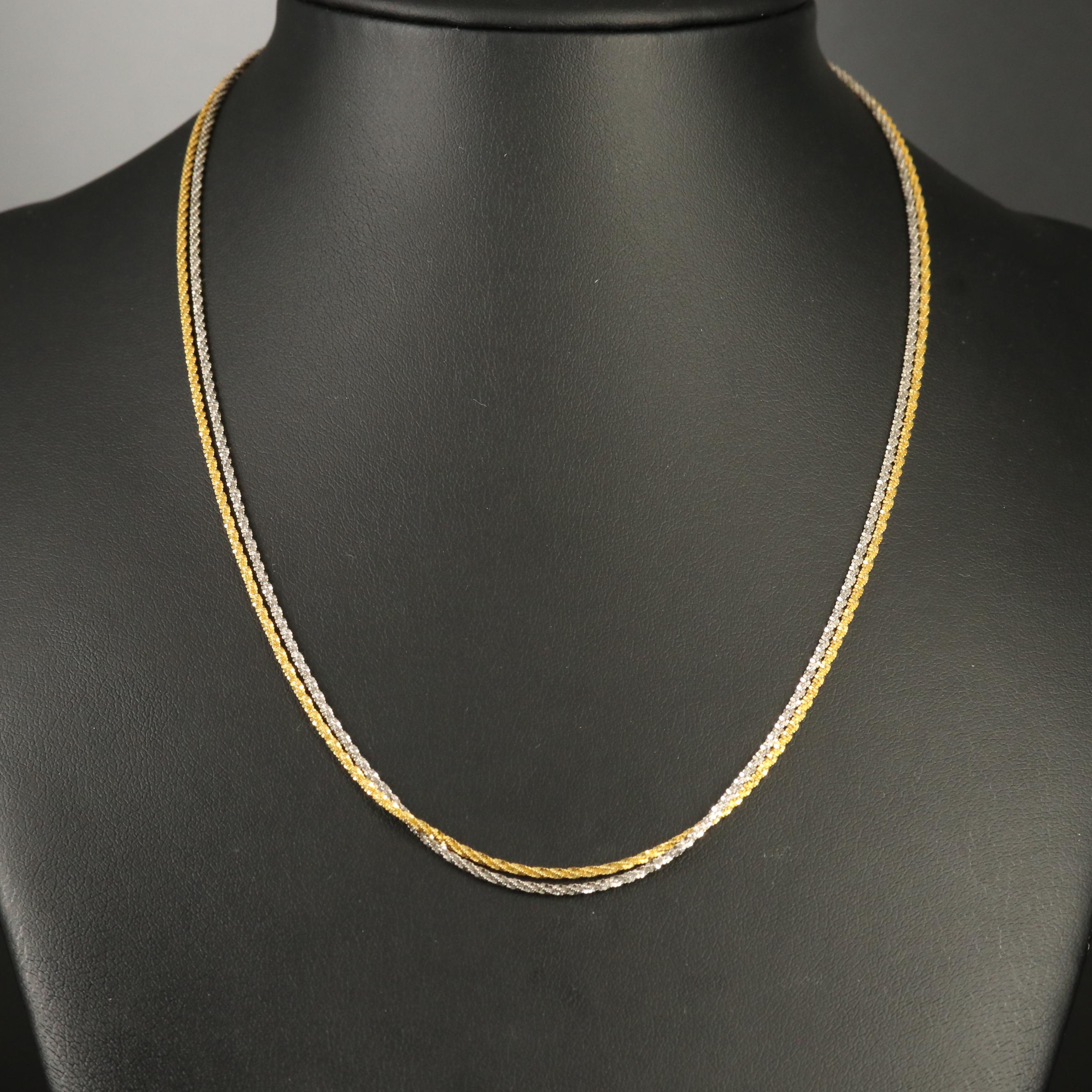 10K Yellow and White Gold Sparkle Chain