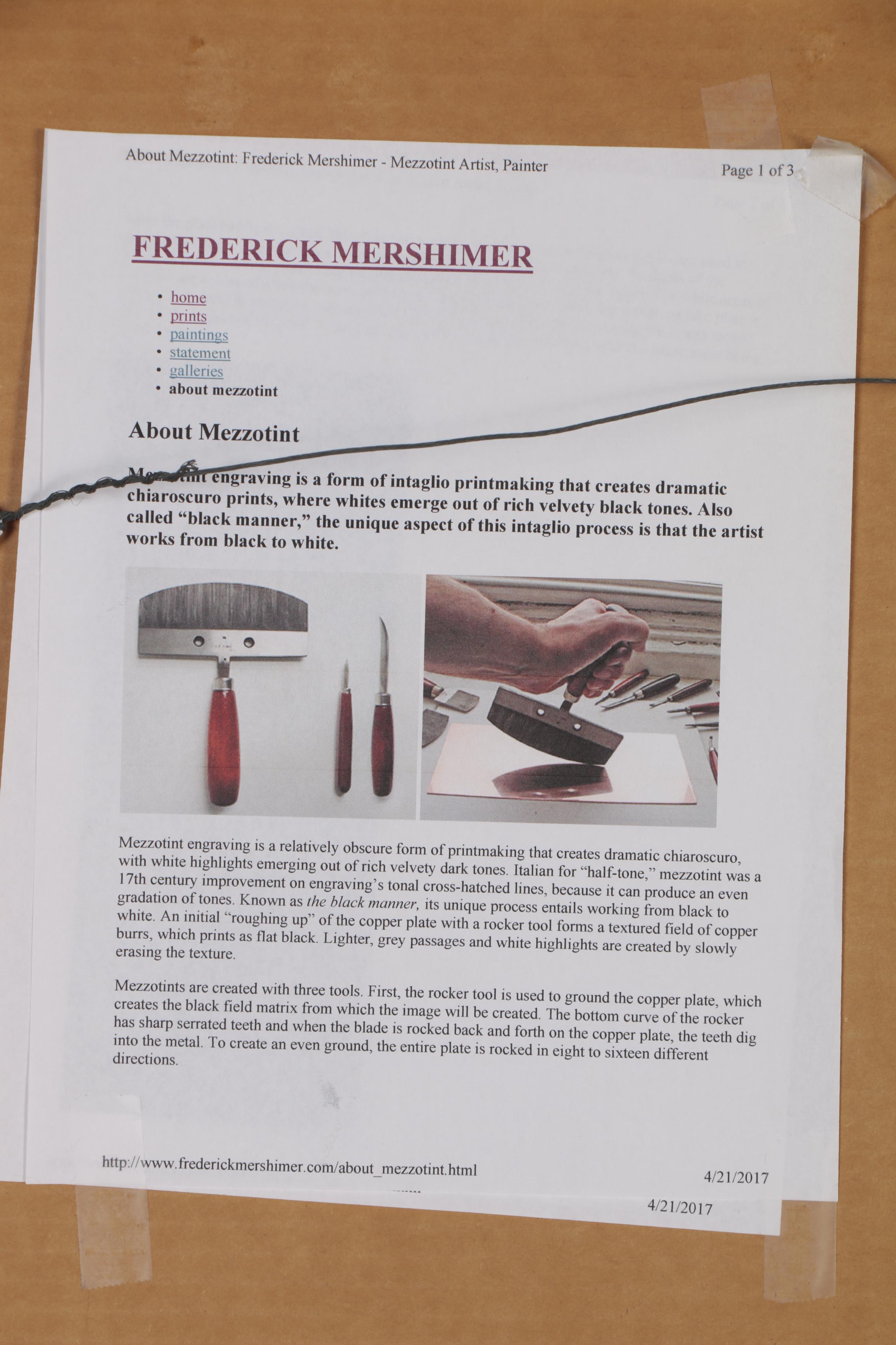 Frederick Mershimer Mezzotints of New York City, 1985