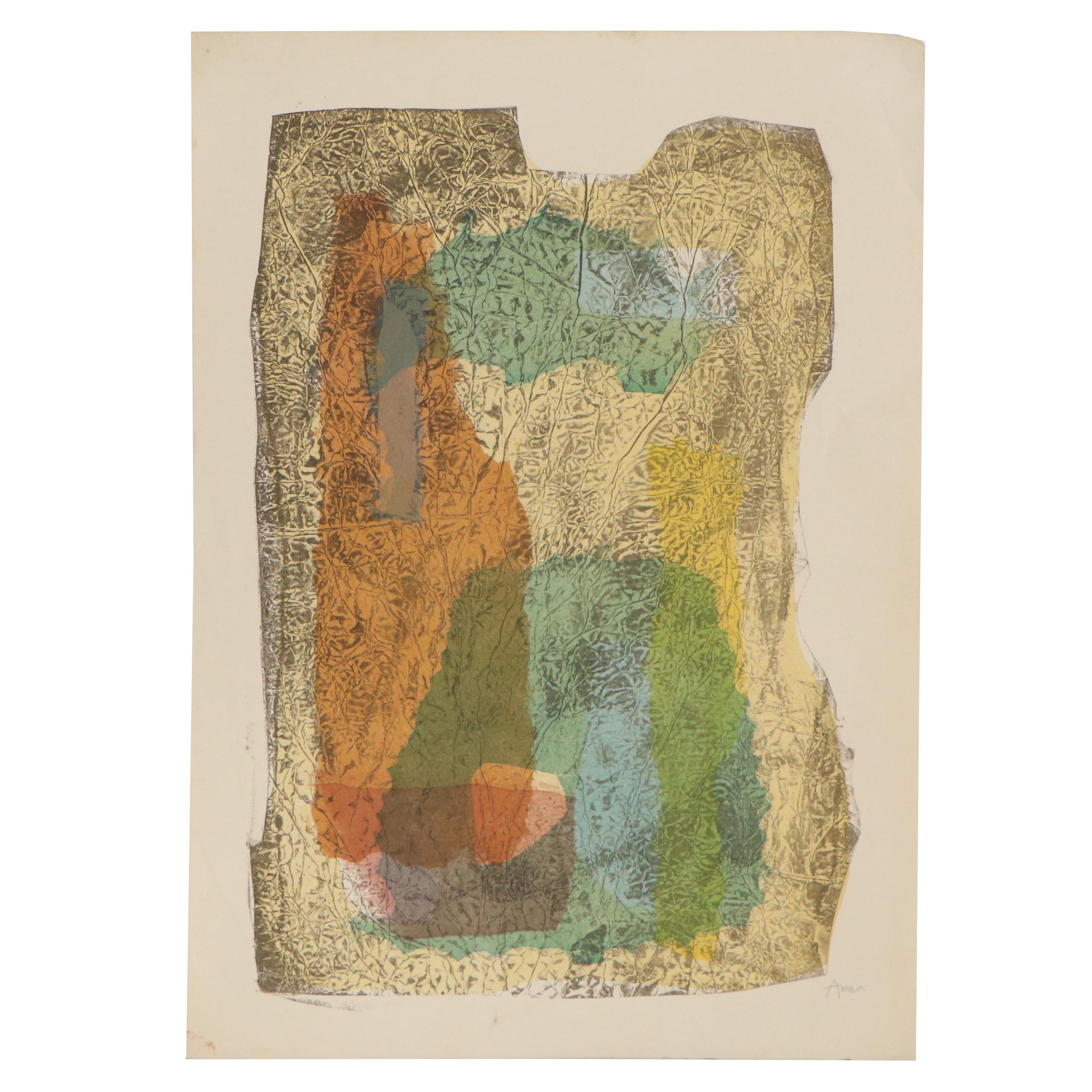 Irving Amen Abstract Lithograph, Late 20th Century
