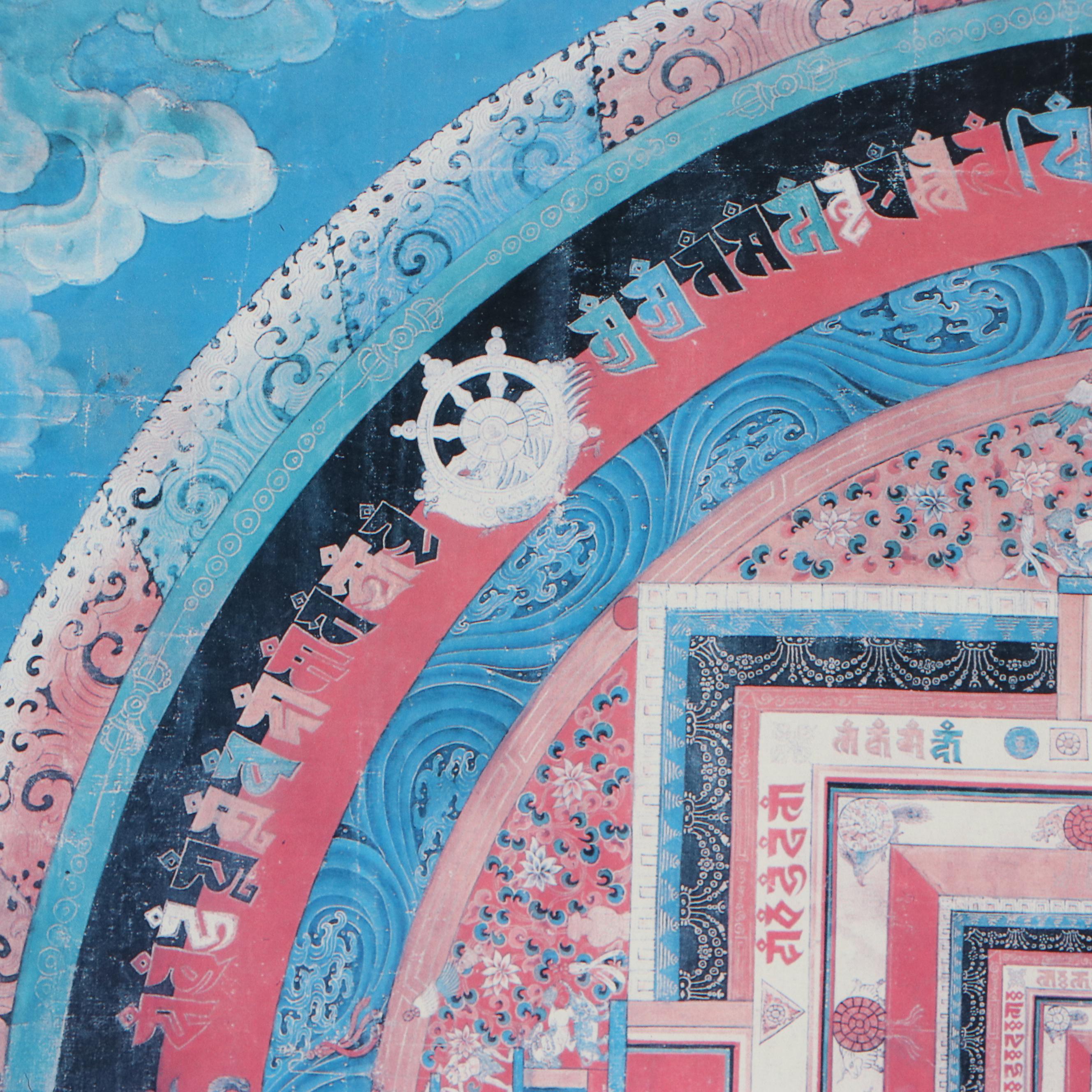 Offset Lithograph of Kalachakra Mandala Thangka, Late 20th Century