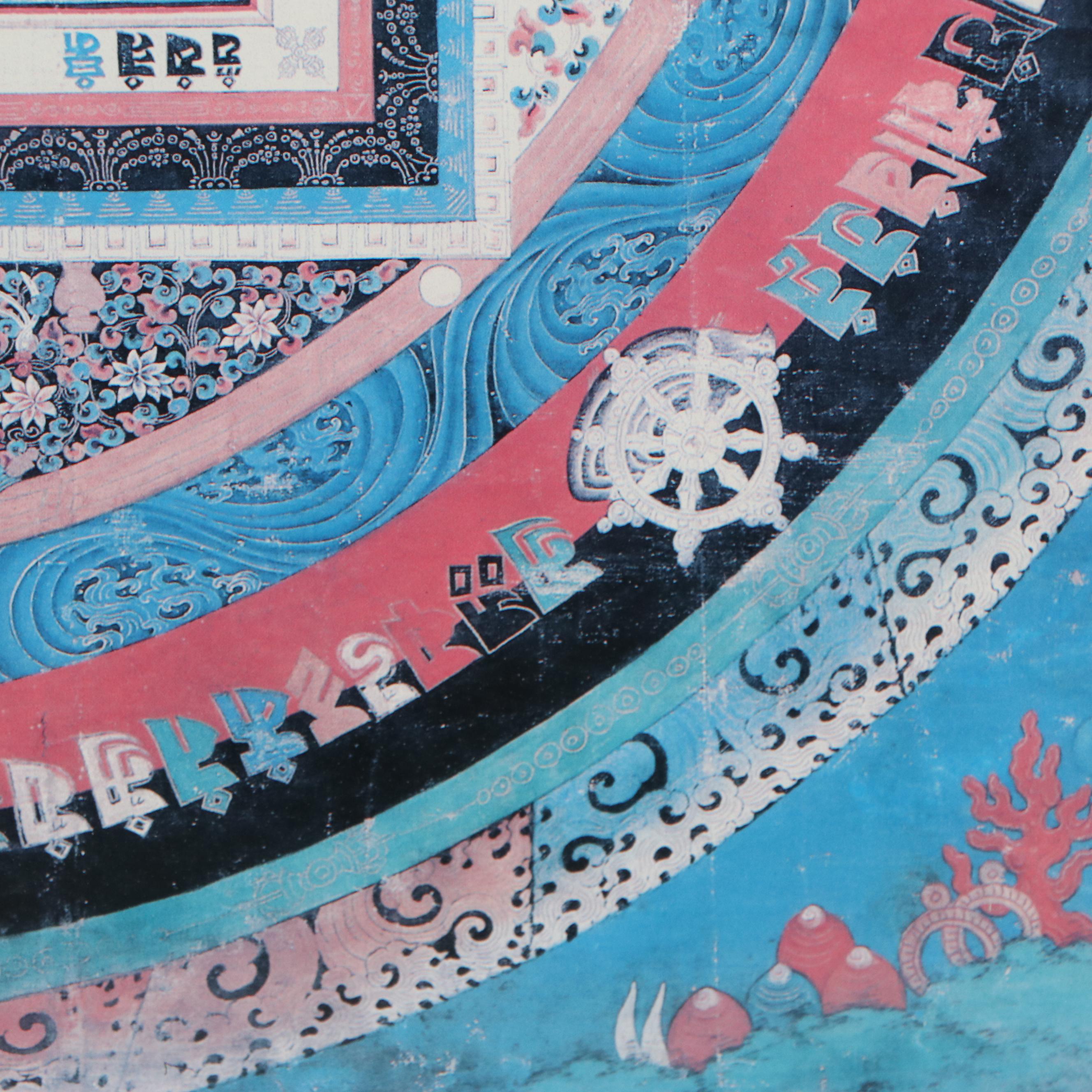 Offset Lithograph of Kalachakra Mandala Thangka, Late 20th Century