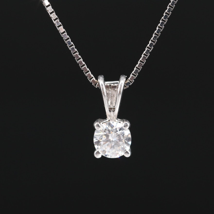 14K 0.54 CT Diamond Solitaire Necklace